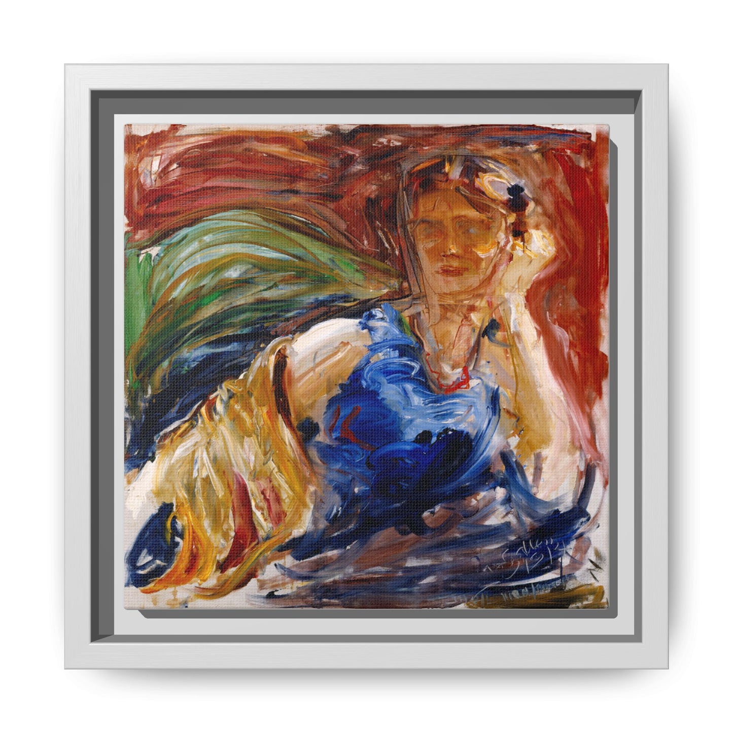 Portrait of hyllis Sjostrom by Akseli Gallen-Kallela Canvas Matte Framed Wall Art Print