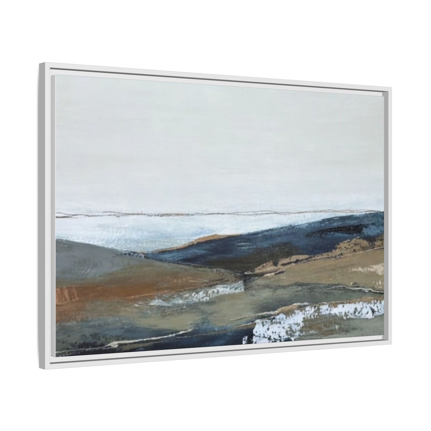 Framed Matte Canvas Wall Art — Serene Coastal Abstract Landscape