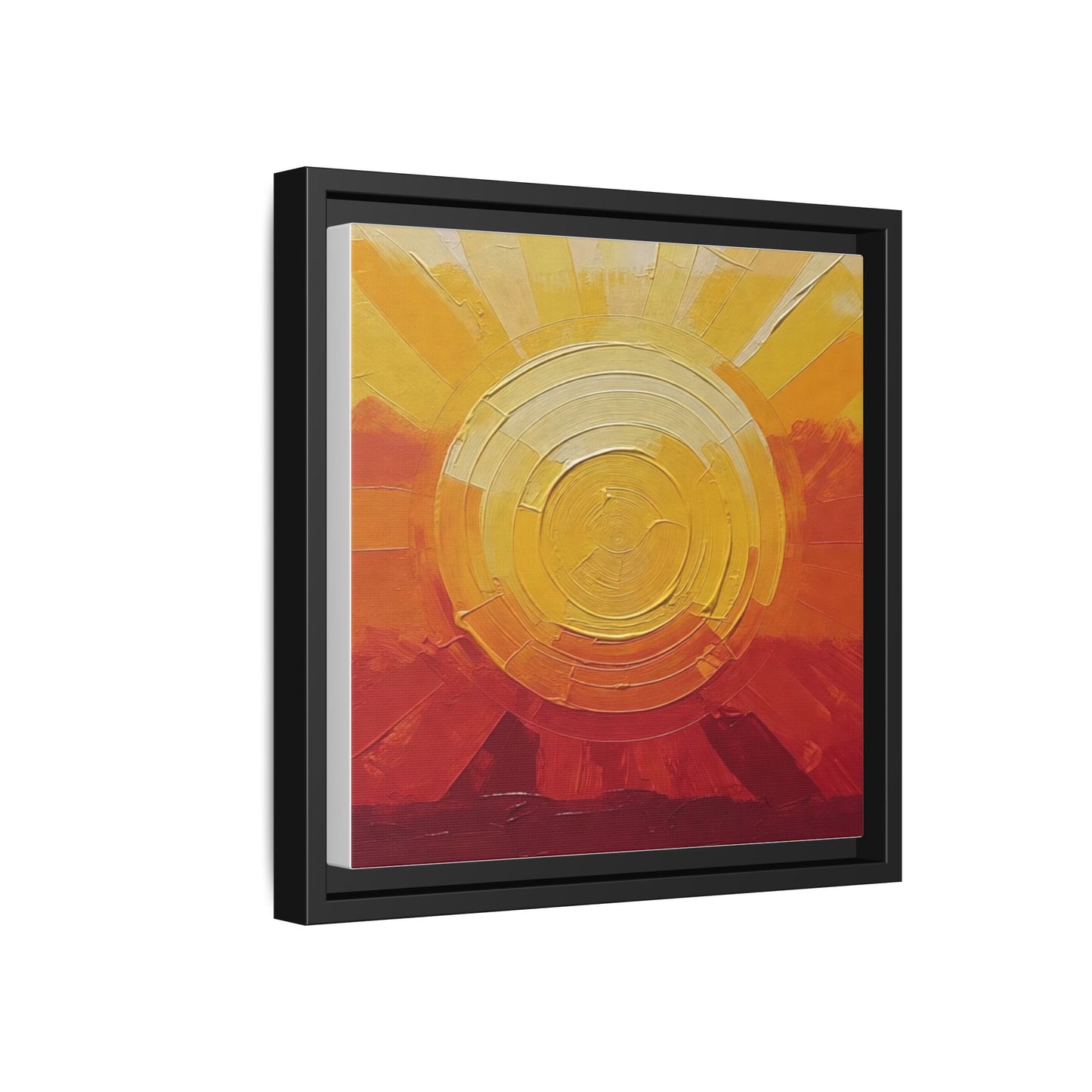 Sunburst Abstract Framed Canvas Art — Matte Multi‑Color Wall Print