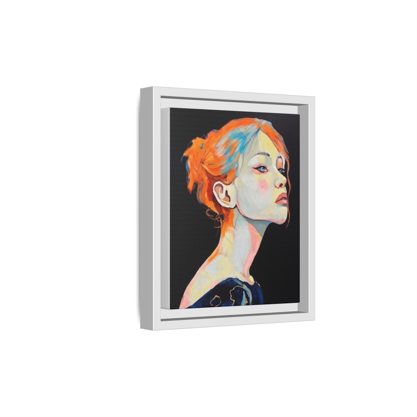 Framed Matte Canvas Portrait — Vibrant Multi‑Color Woman Wall Art