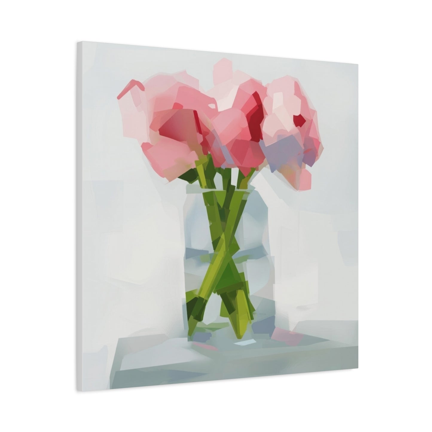 Pink Peonies Vase Canvas Art — Stretched Matte Wall Decor