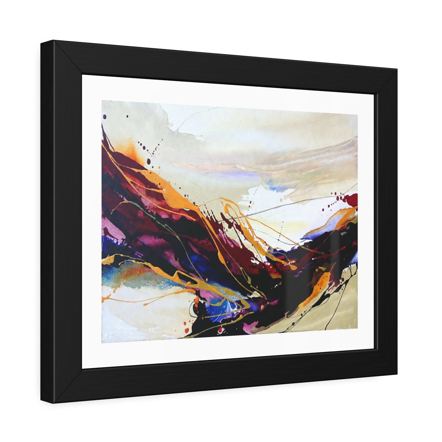 Abstract Color Splash Framed Paper Poster — Modern Wall Art Print