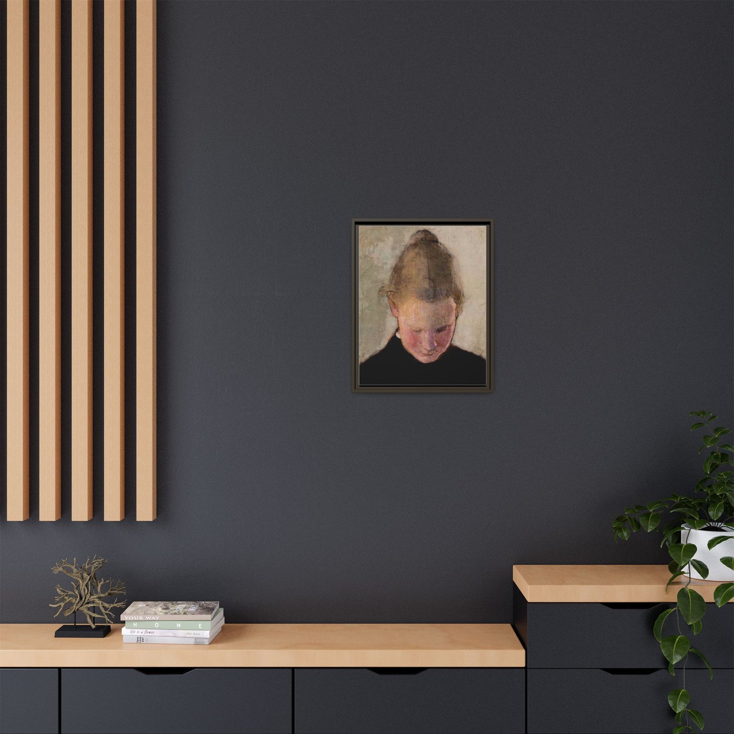 Lukeva tytto by Helena Schjerfbeck Framed Matte Canvas Art Print