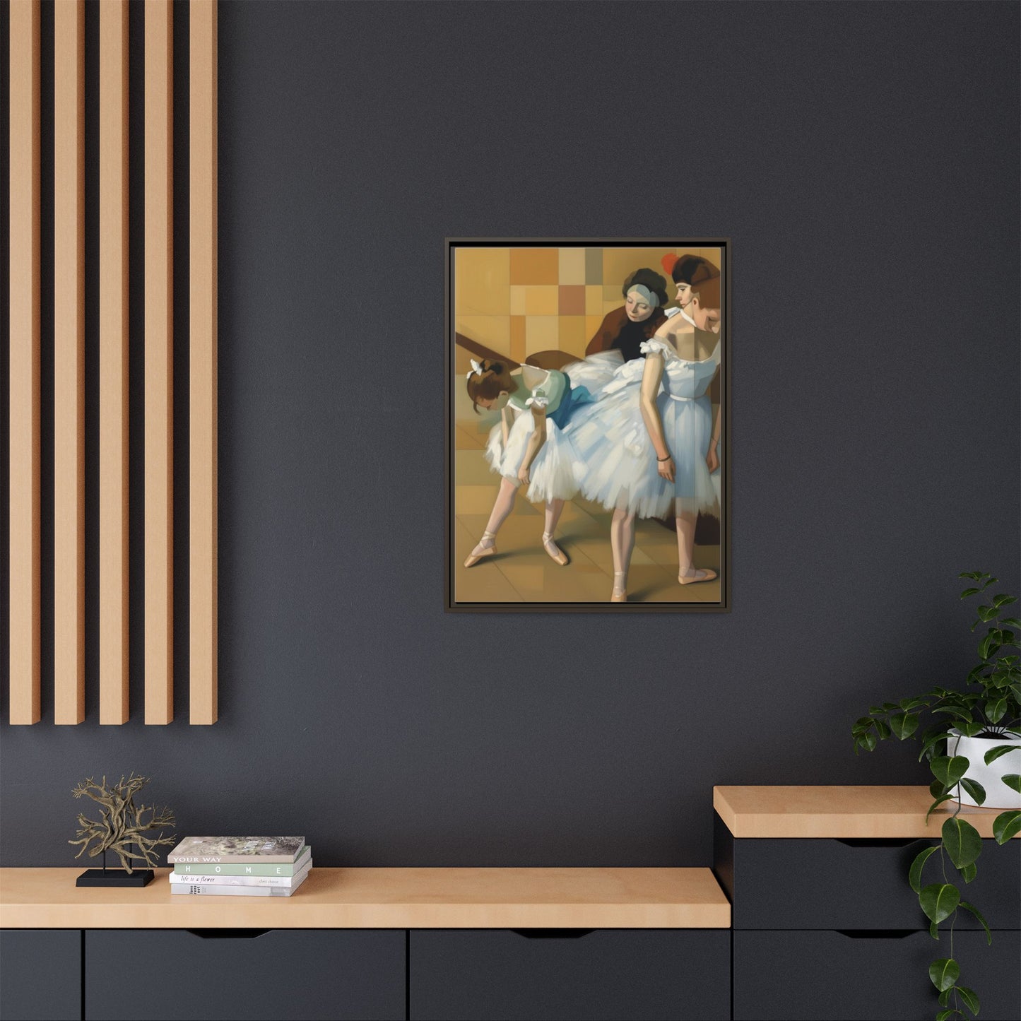 Ballet Dancers Matte Framed Canvas – Impressionist Dance Wall Art