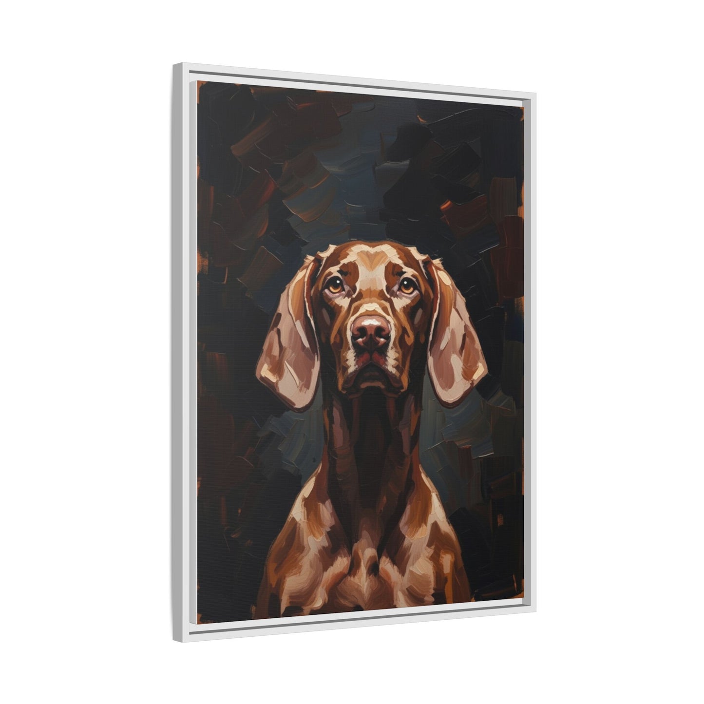 Framed Matte Canvas Dog Portrait – Brown Vizsla Wall Art