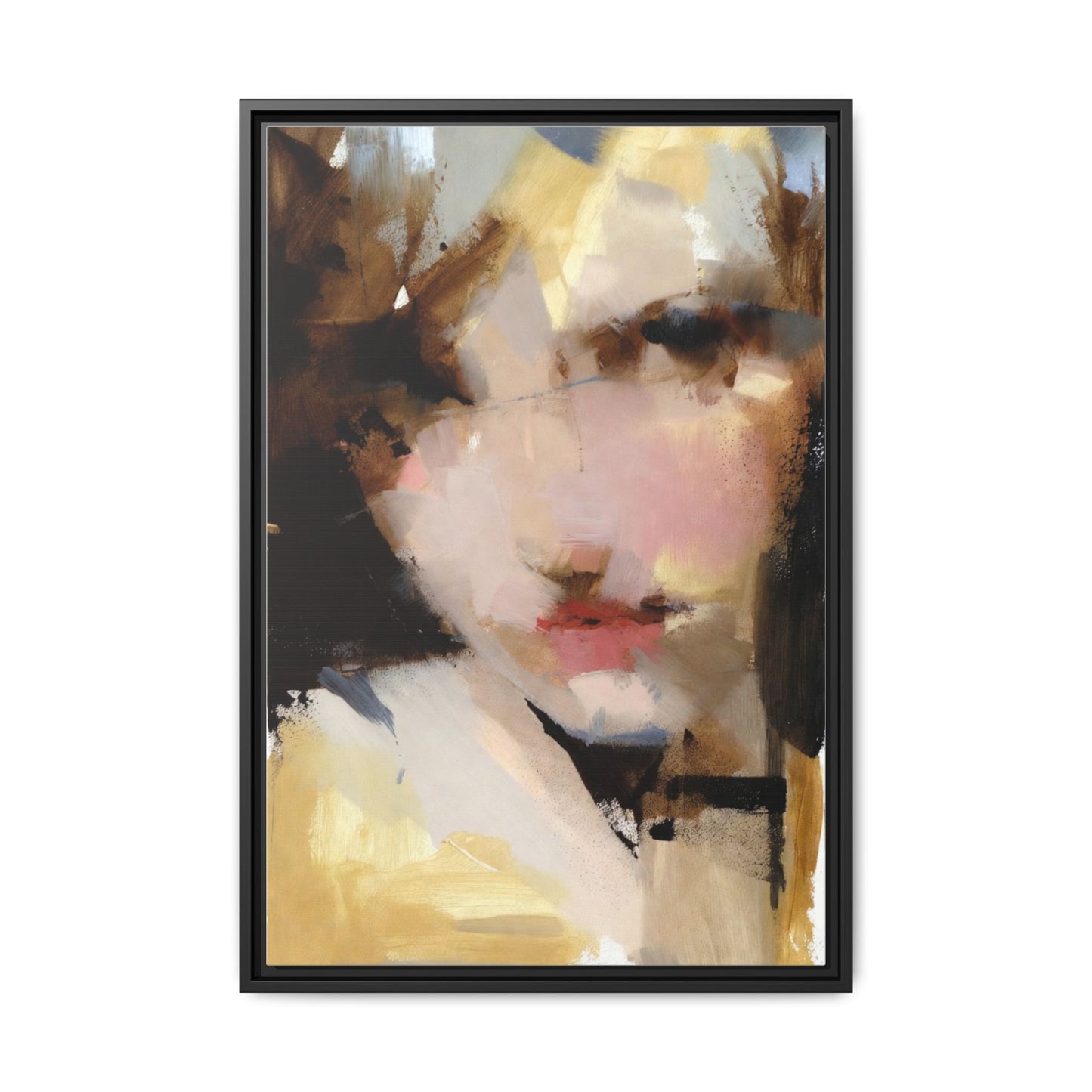 Abstract Portrait Matte Canvas Framed Print — Modern Feminine Wall Art