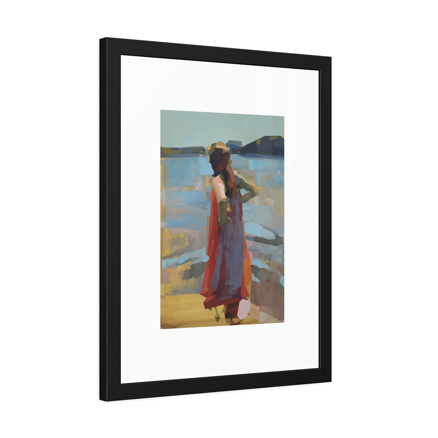 Framed Art Print — Woman at the Shore Impressionist Poster