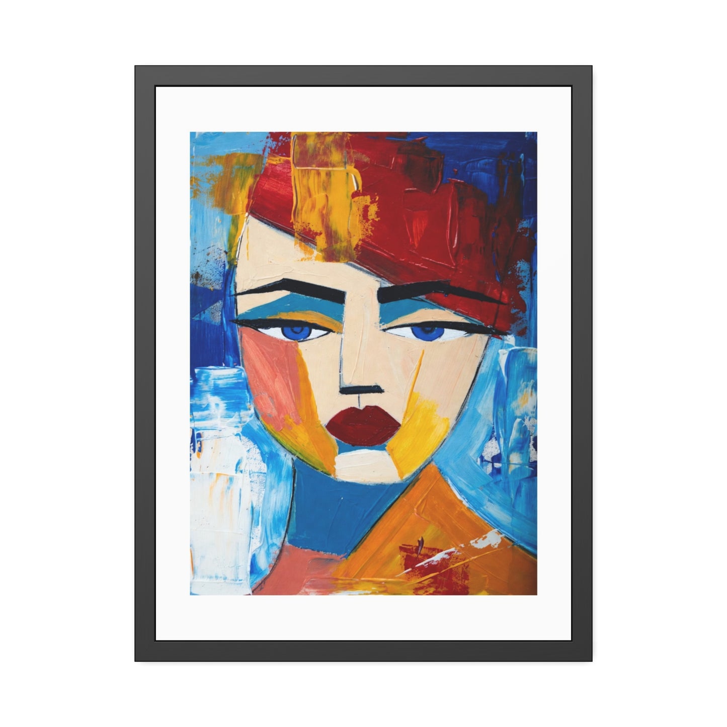 Abstract Colorful Face Framed Poster — Modern Pop Art Wall Print
