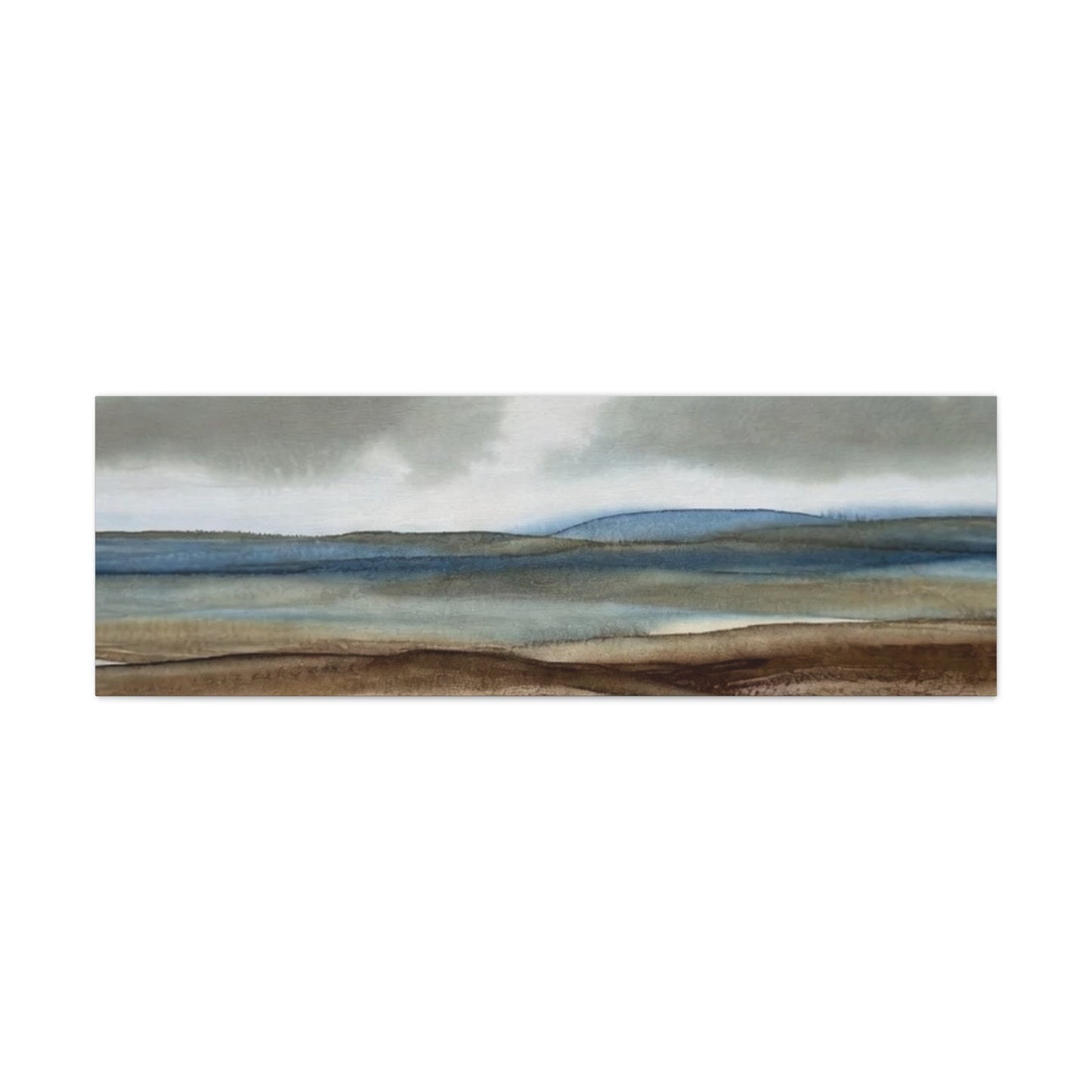 Coastal Mist Matte Canvas Print — Serene Blue-Brown Landscape Wall Art