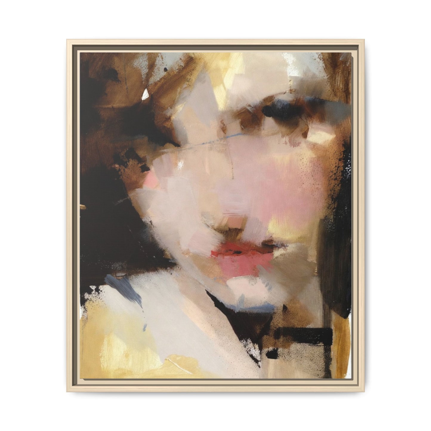 Abstract Portrait Matte Canvas Framed Print — Modern Feminine Wall Art