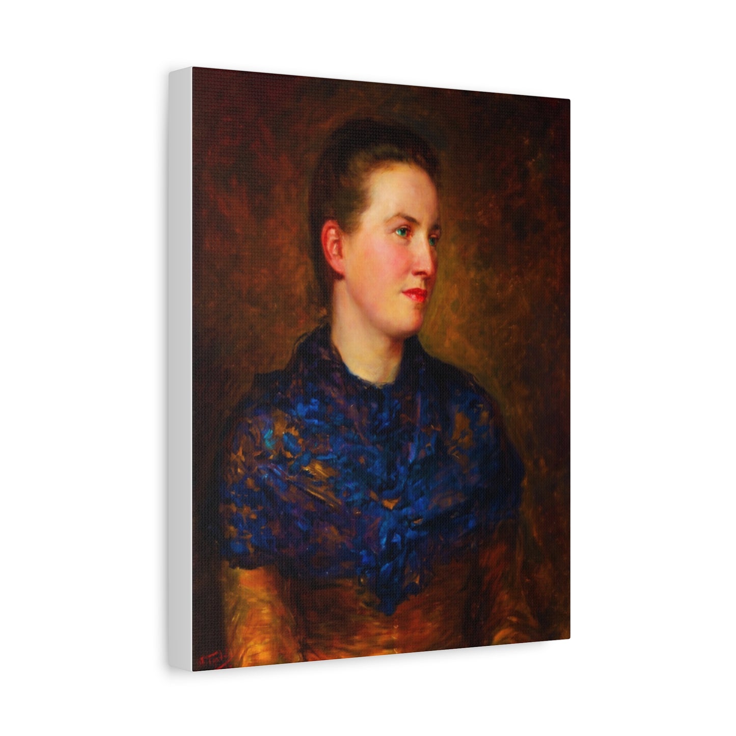 Portrait Canvas Print — Vintage Woman Oil Painting on Stretched Matte Canvas