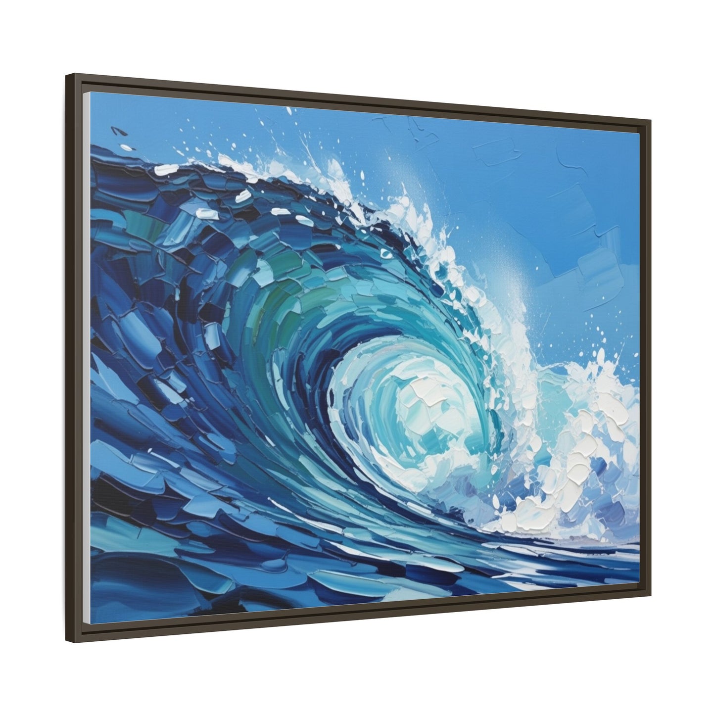 Framed Matte Canvas Wave Art — Blue Ocean Surf Wall Decor