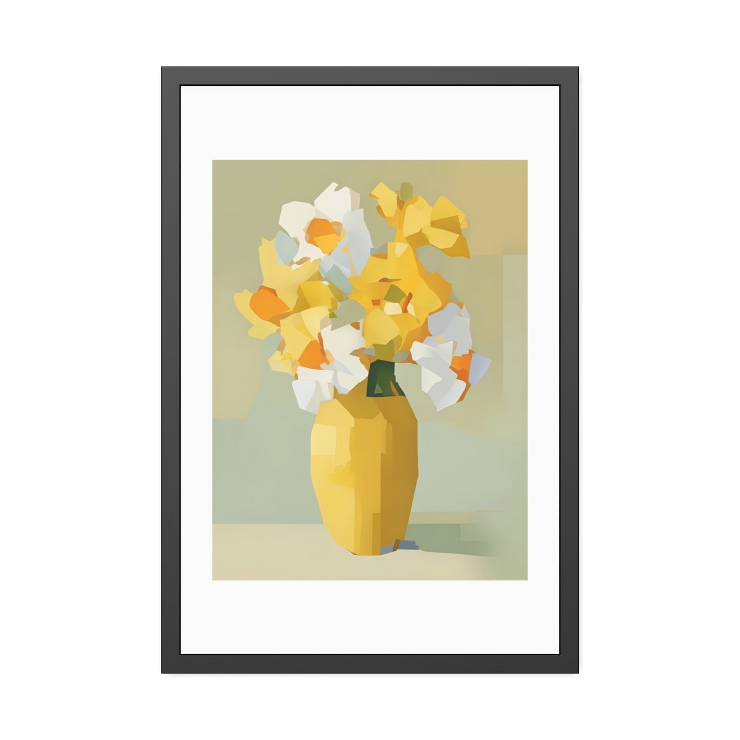 Framed Poster — Yellow Floral Vase Wall Art (Modern Abstract Bouquet)