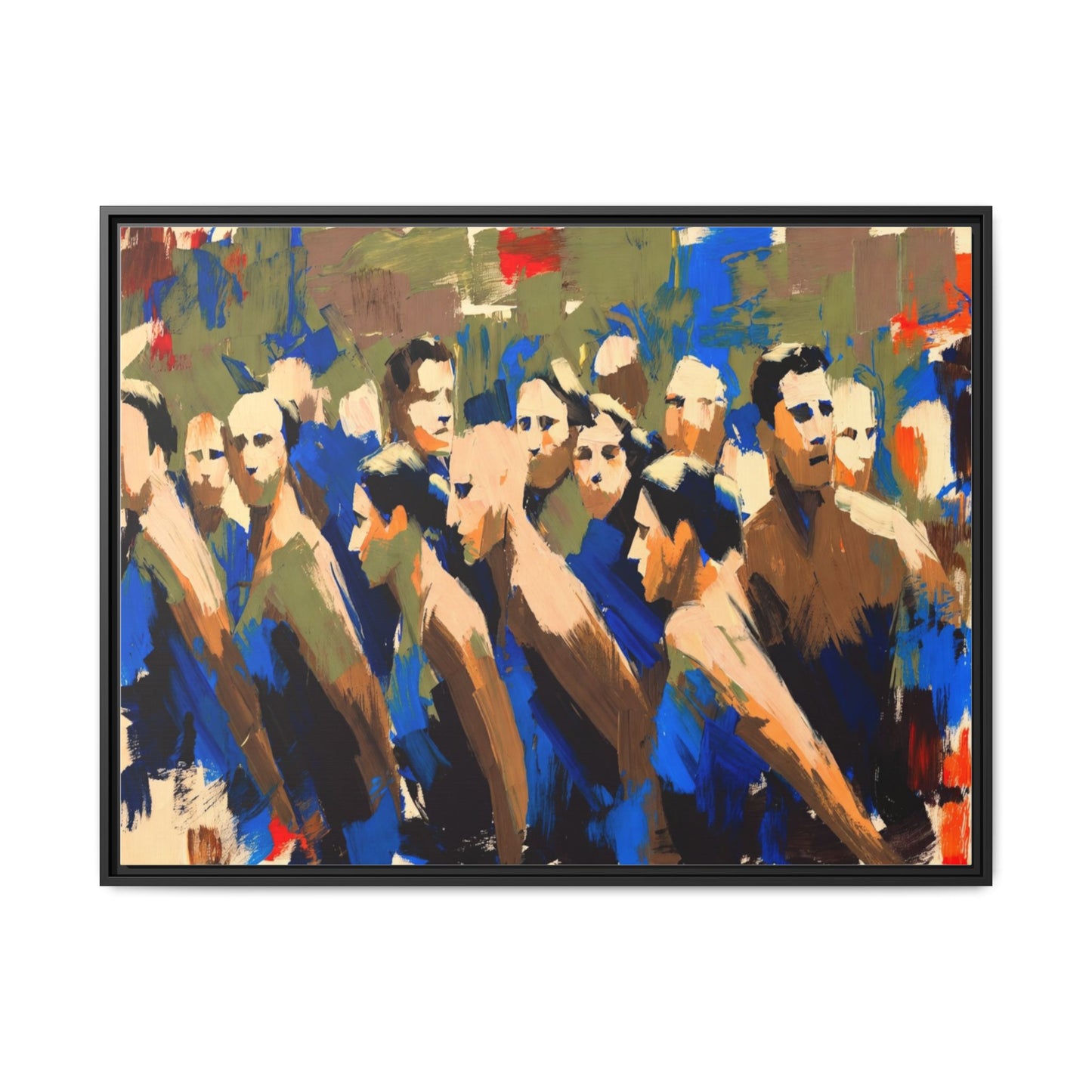 Abstract Crowd Matte Canvas Print — Framed Multi-Color Wall Art