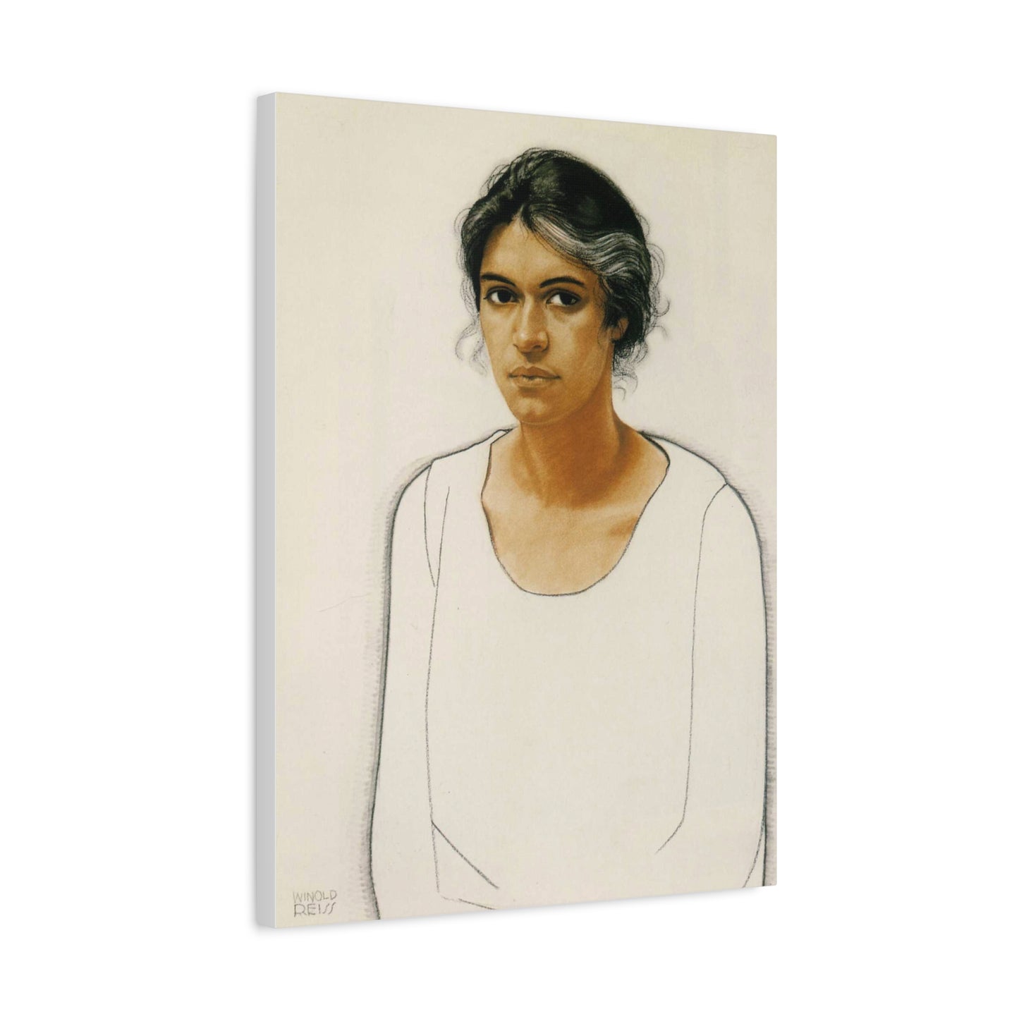 Portrait of a Woman by Winold Reiss Canvas Print – Matte Stretched Wall Art