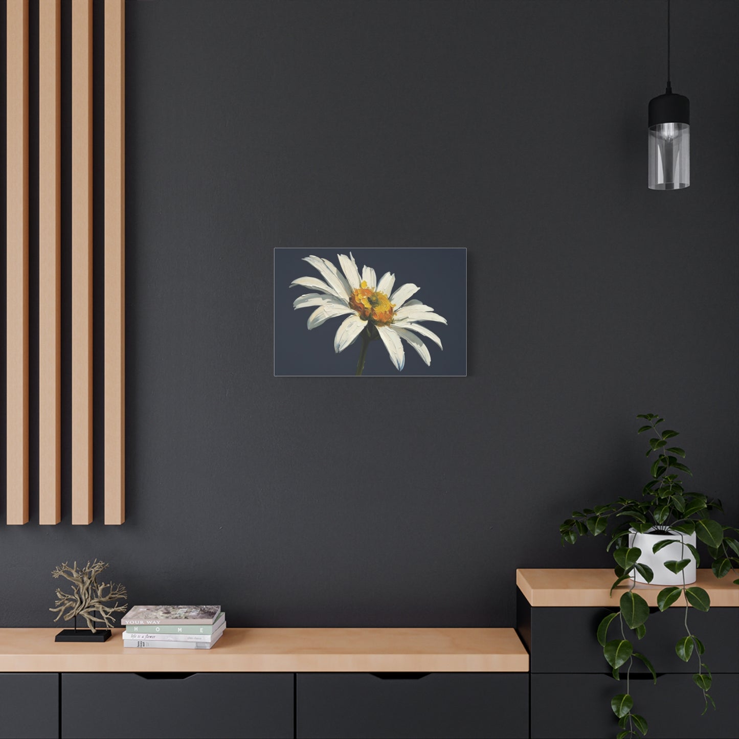 Daisy Oil-Paint Canvas Wall Art — Stretched Matte Floral Print