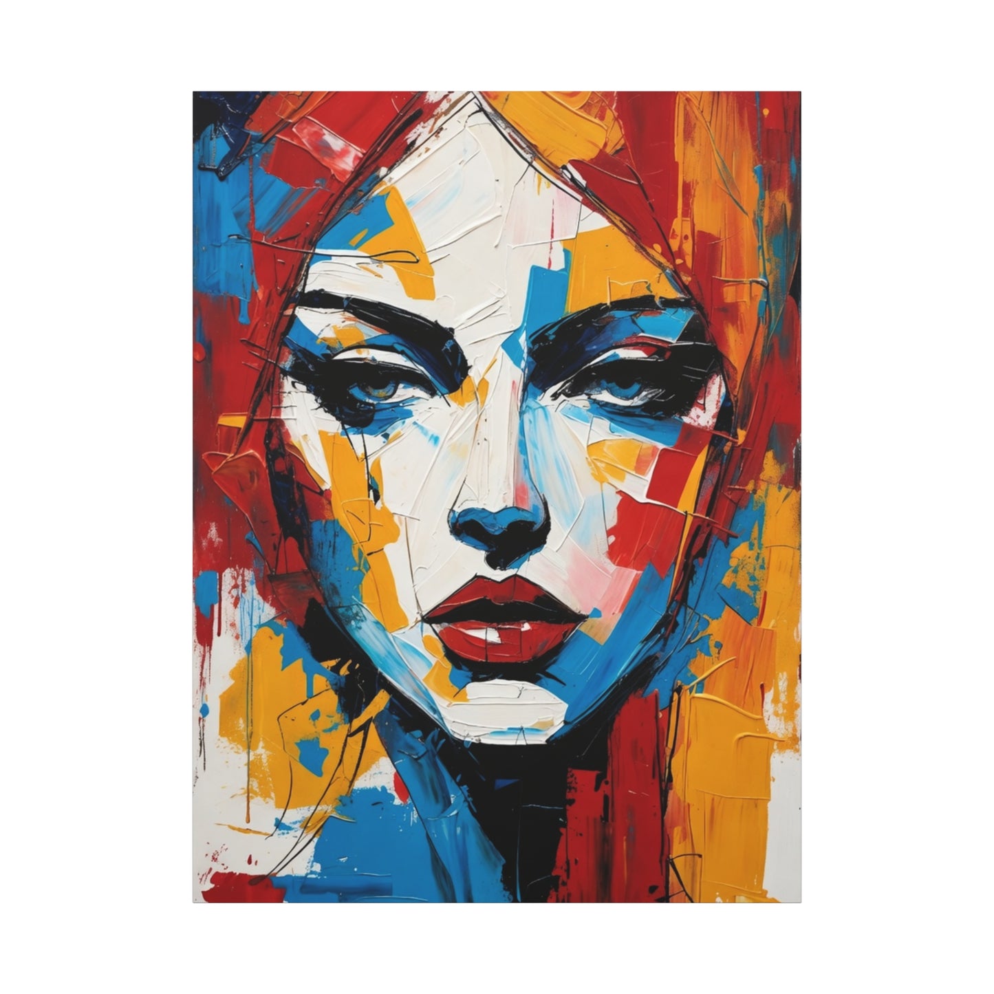 Abstract Portrait Canvas Print — Colorful Modern Woman Wall Art