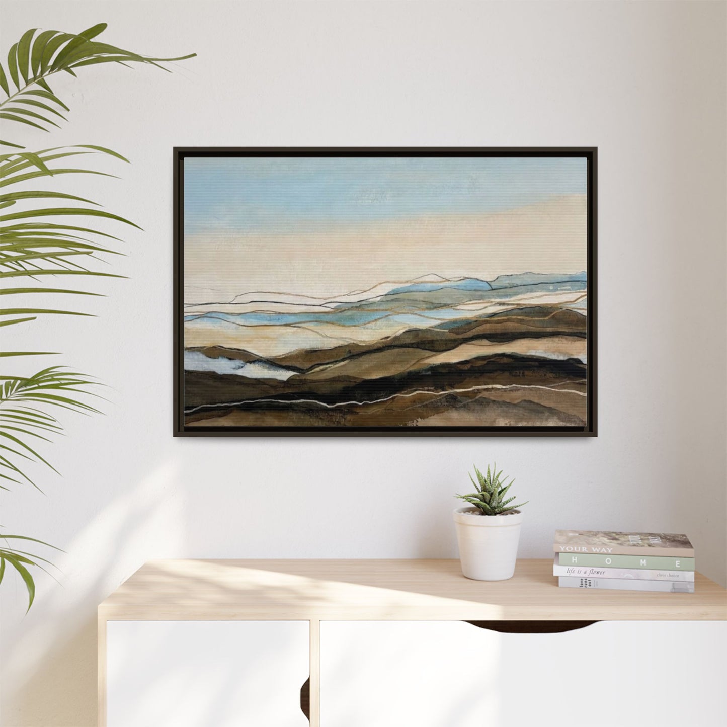 Framed Matte Canvas Print — Abstract Coastal Landscape Wall Art