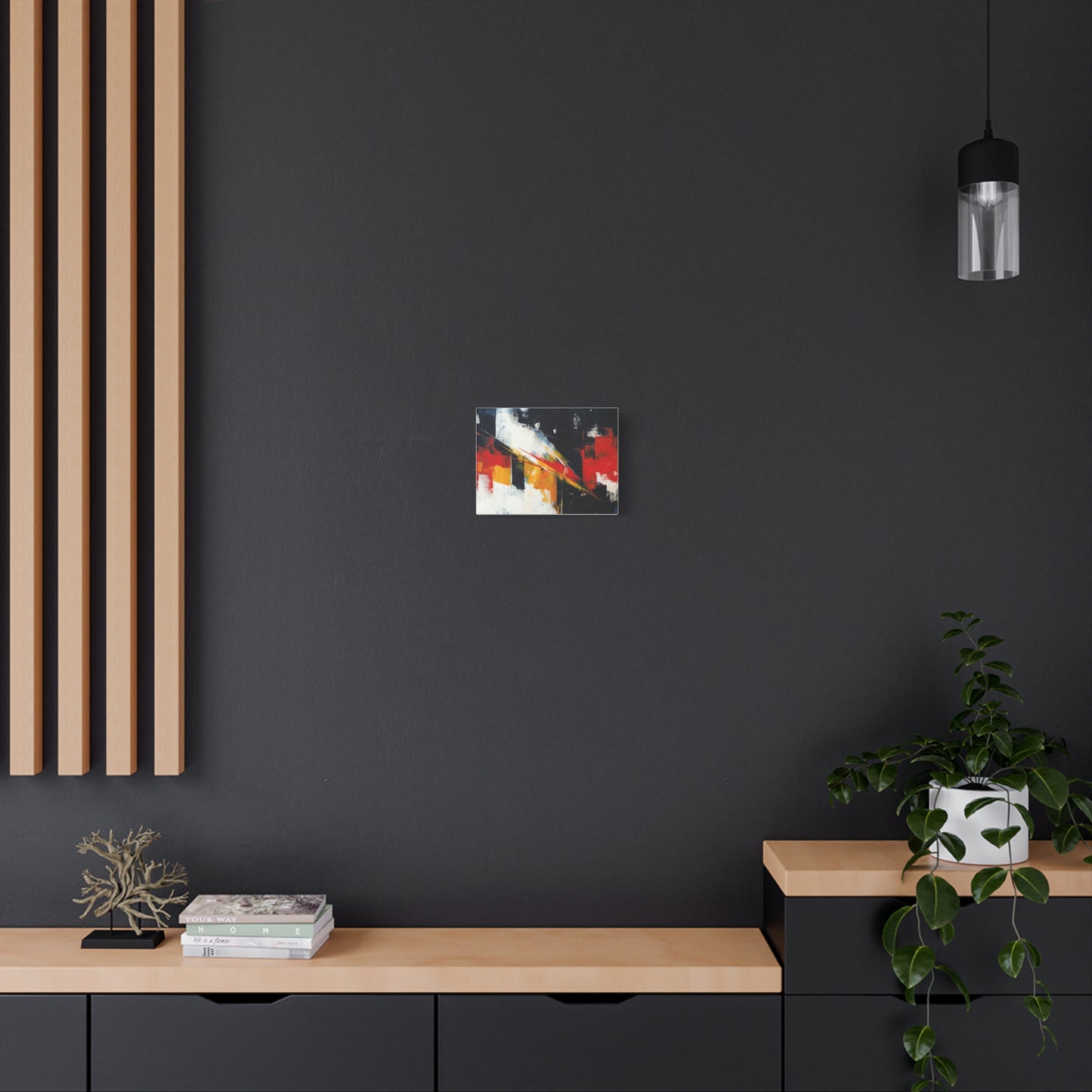 Abstract Geometric Canvas Art — Bold Red & Black Modern Wall Painting