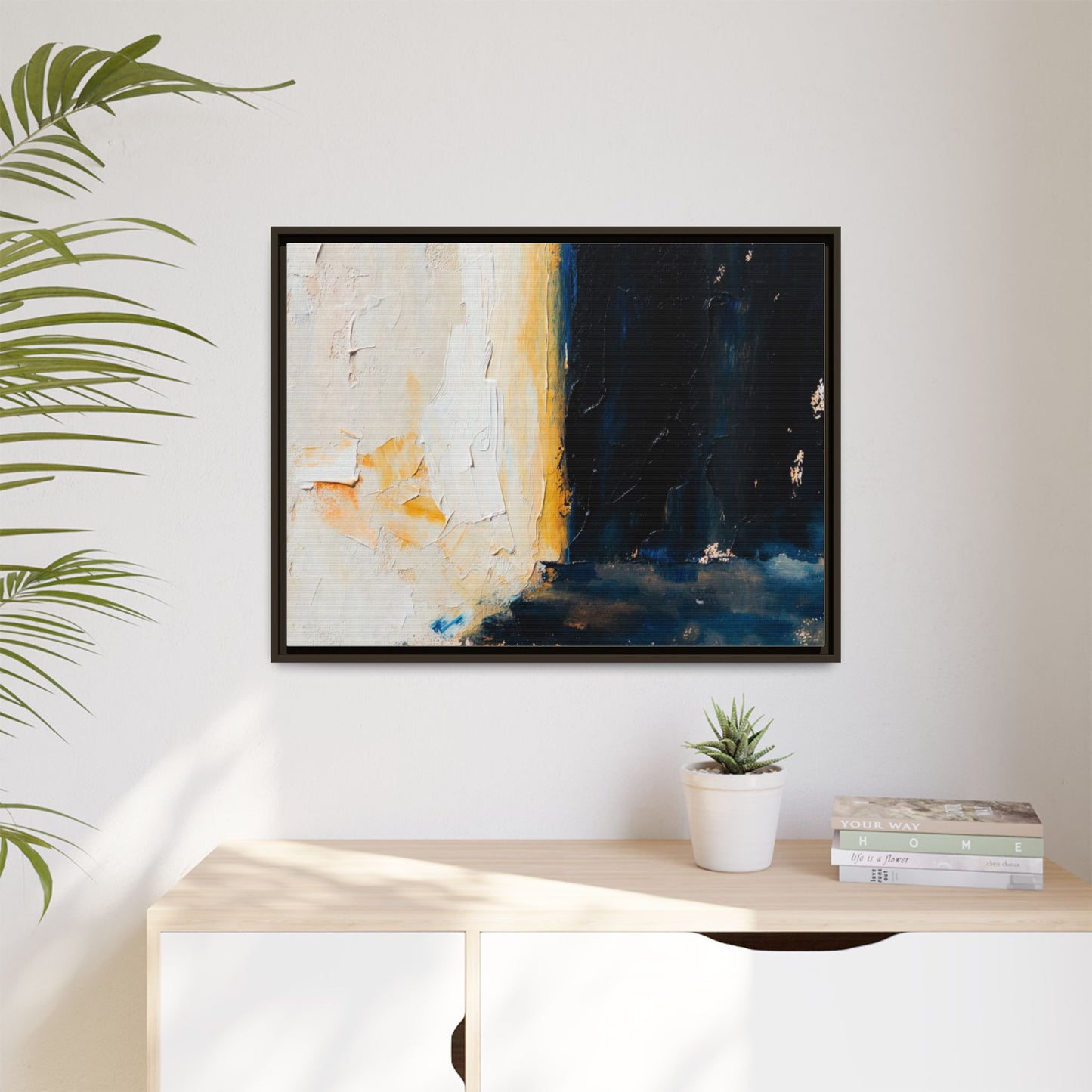 Abstract Coastal Texture Framed Canvas Art — Matte Multi-Color Wall Print