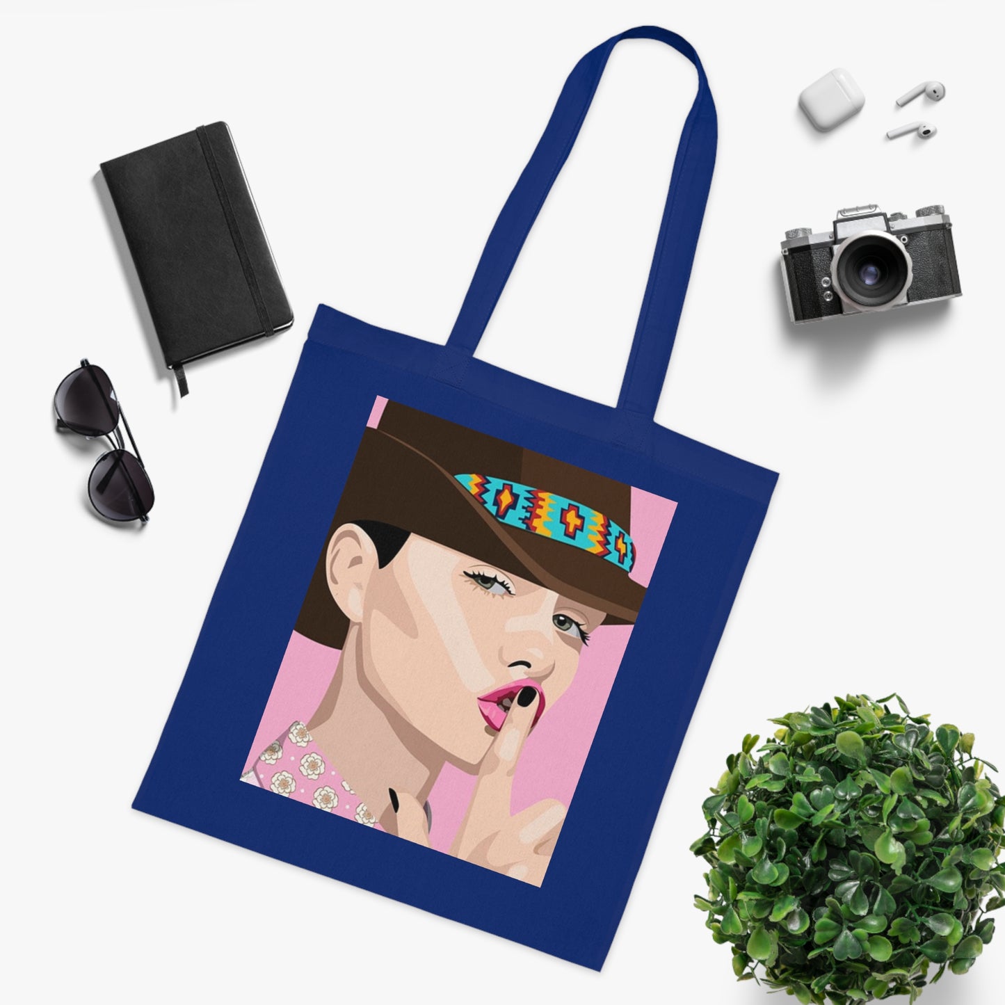 Pop Art Woman Tote Bag — Stylish Retro Portrait Cotton Shopper