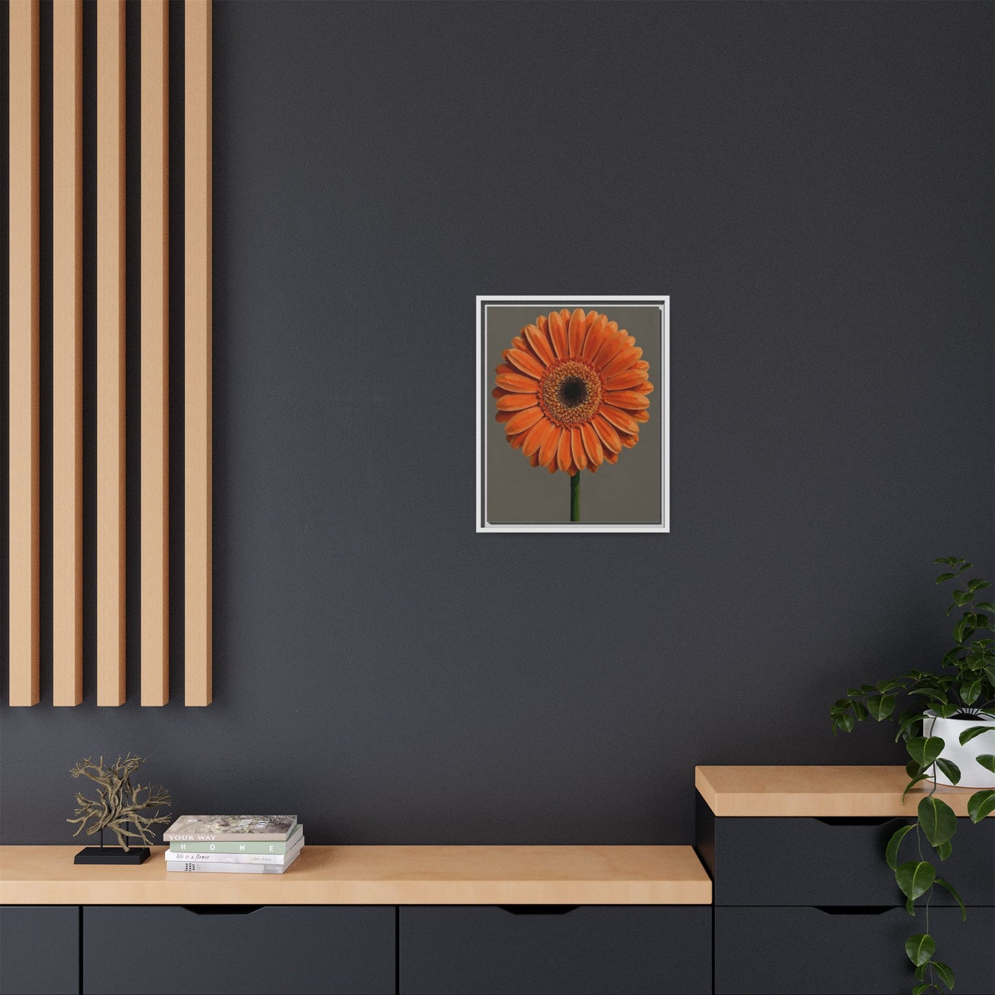 Orange Gerbera Daisy Matte Canvas Print (Framed)
