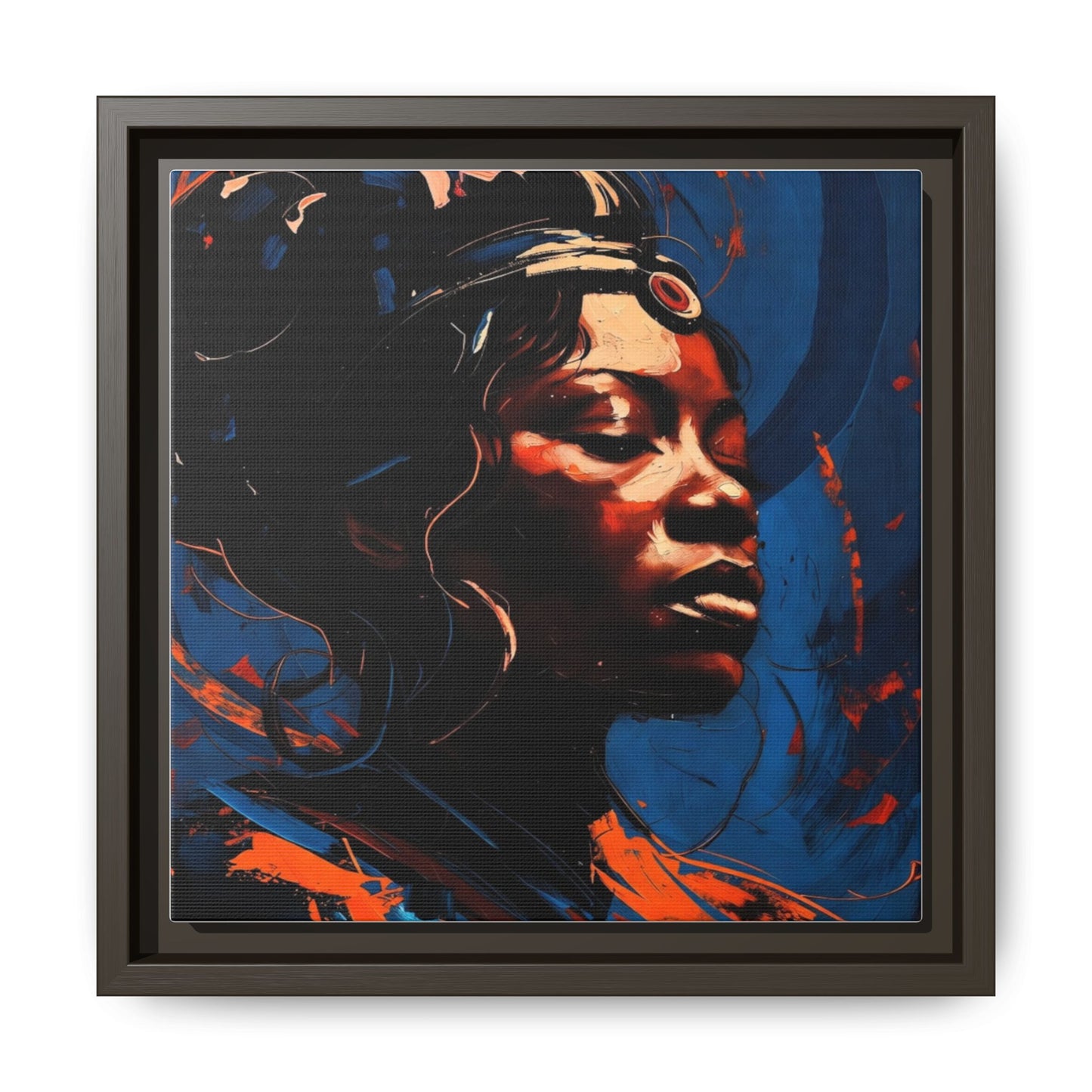 Framed Matte Canvas Art - Vibrant Portrait of a Black Woman (Multi-Color)