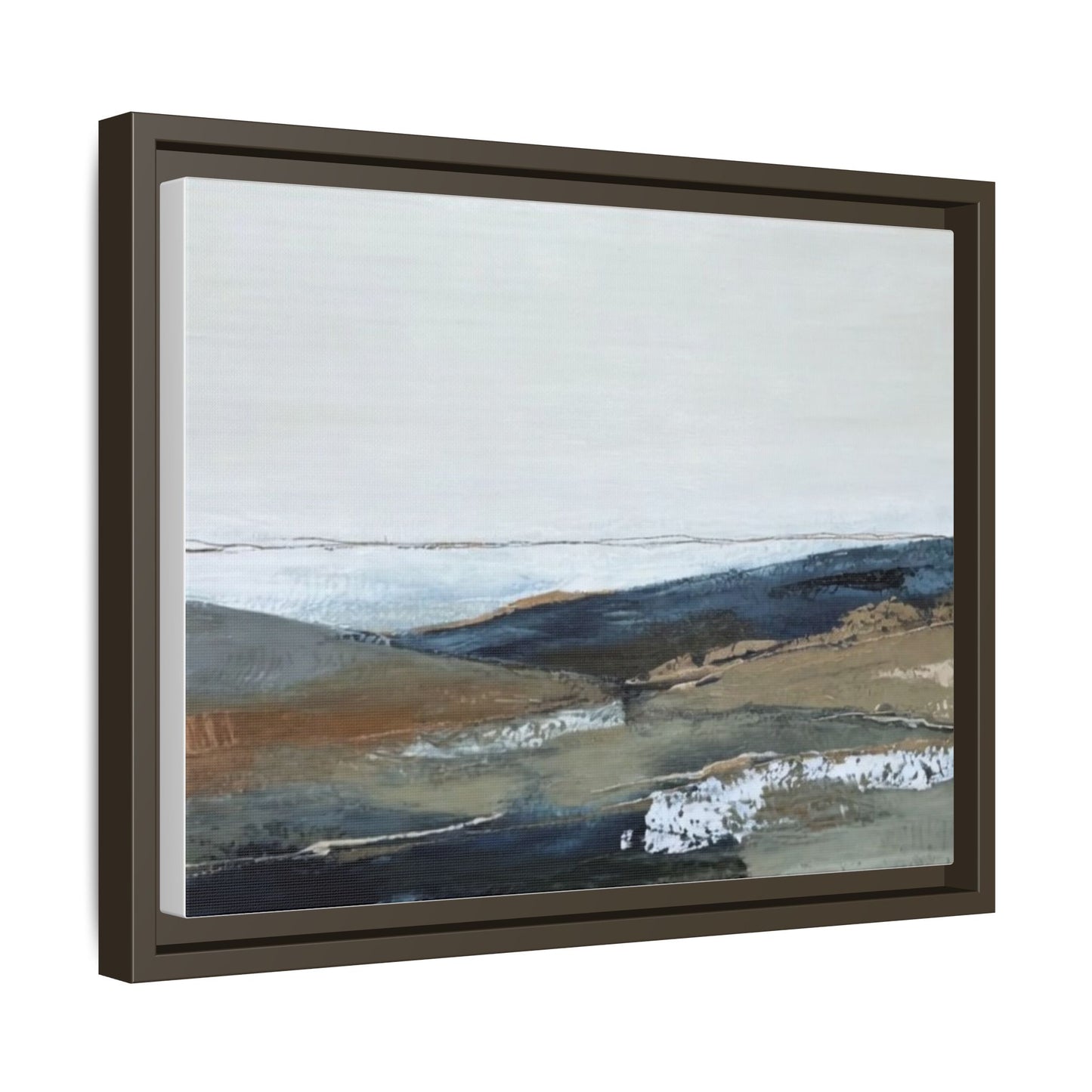 Framed Matte Canvas Wall Art — Serene Coastal Abstract Landscape