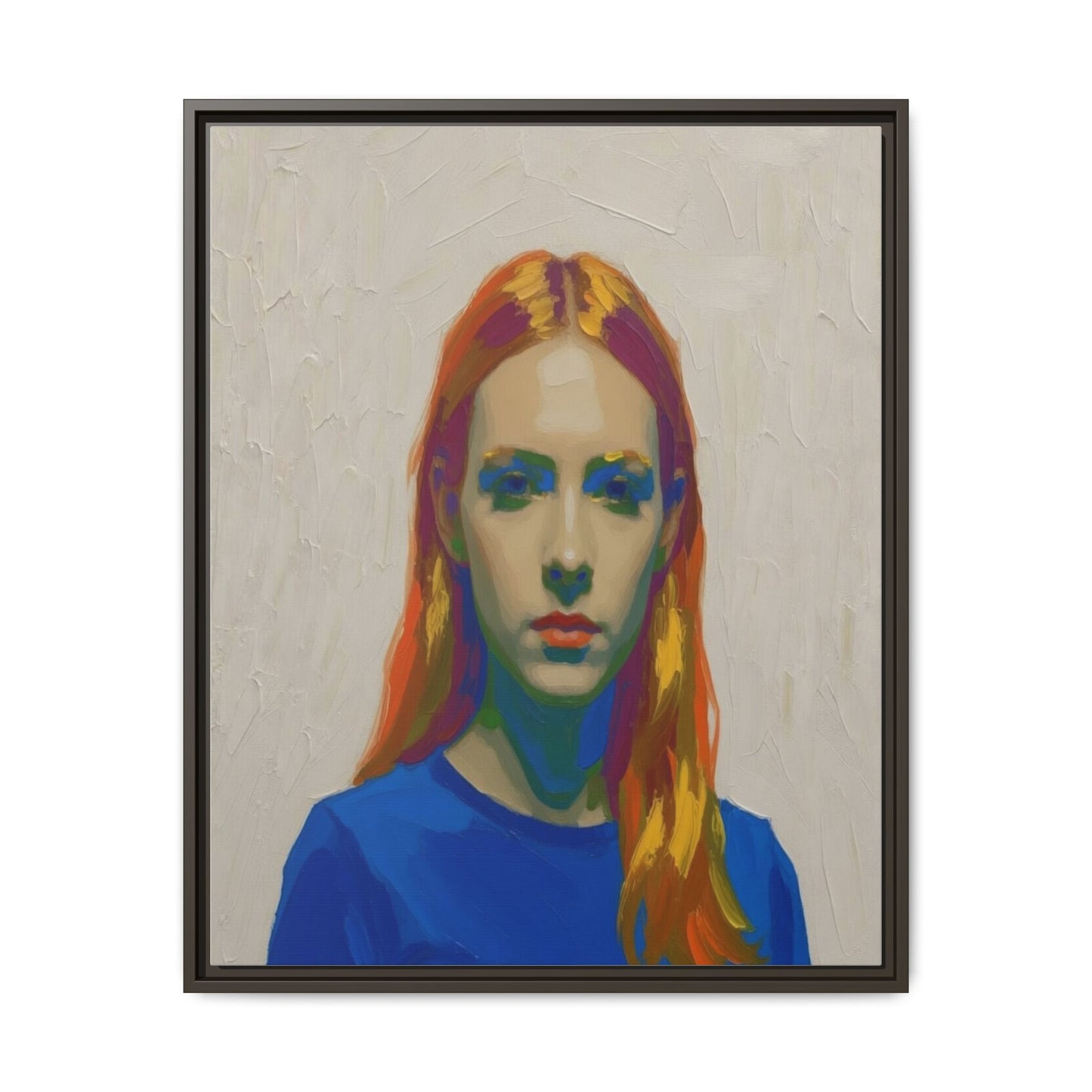 Framed Matte Canvas Portrait — Vibrant Multi‑Color Girl Art Print