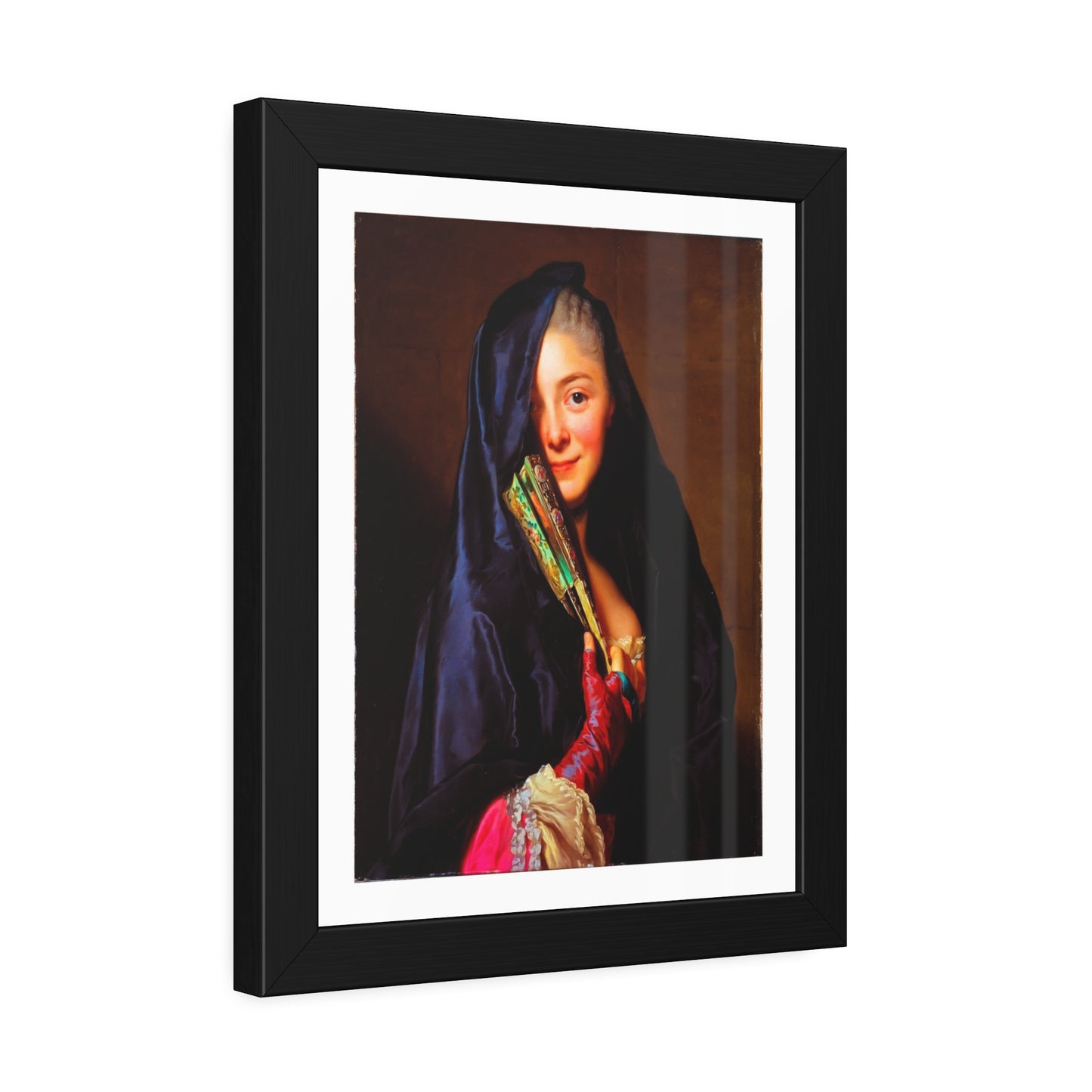 Framed Art Print — Woman with Fan Vintage Portrait Poster