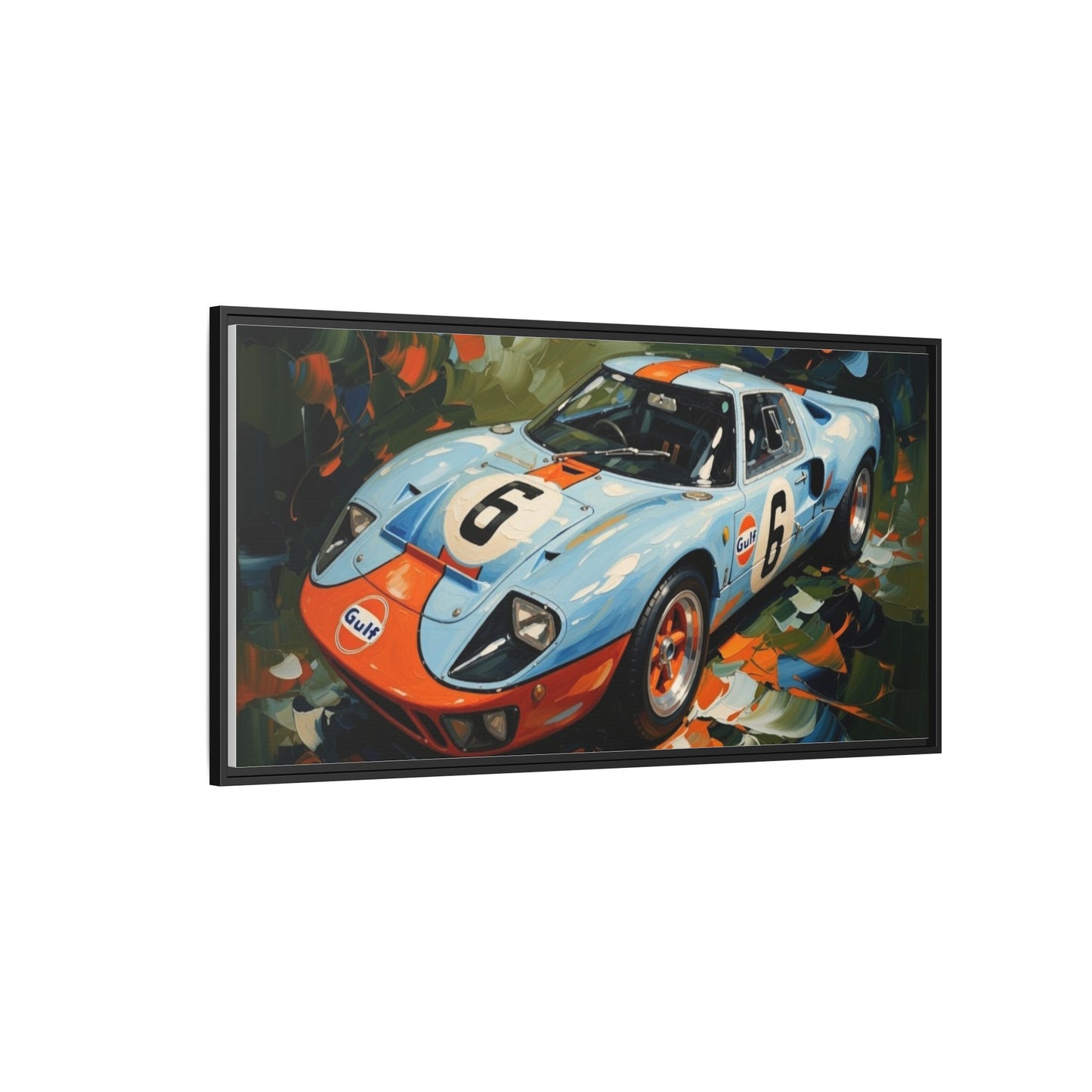 Gulf Racing GT40 Matte Framed Canvas — Vintage Sports Car Wall Art