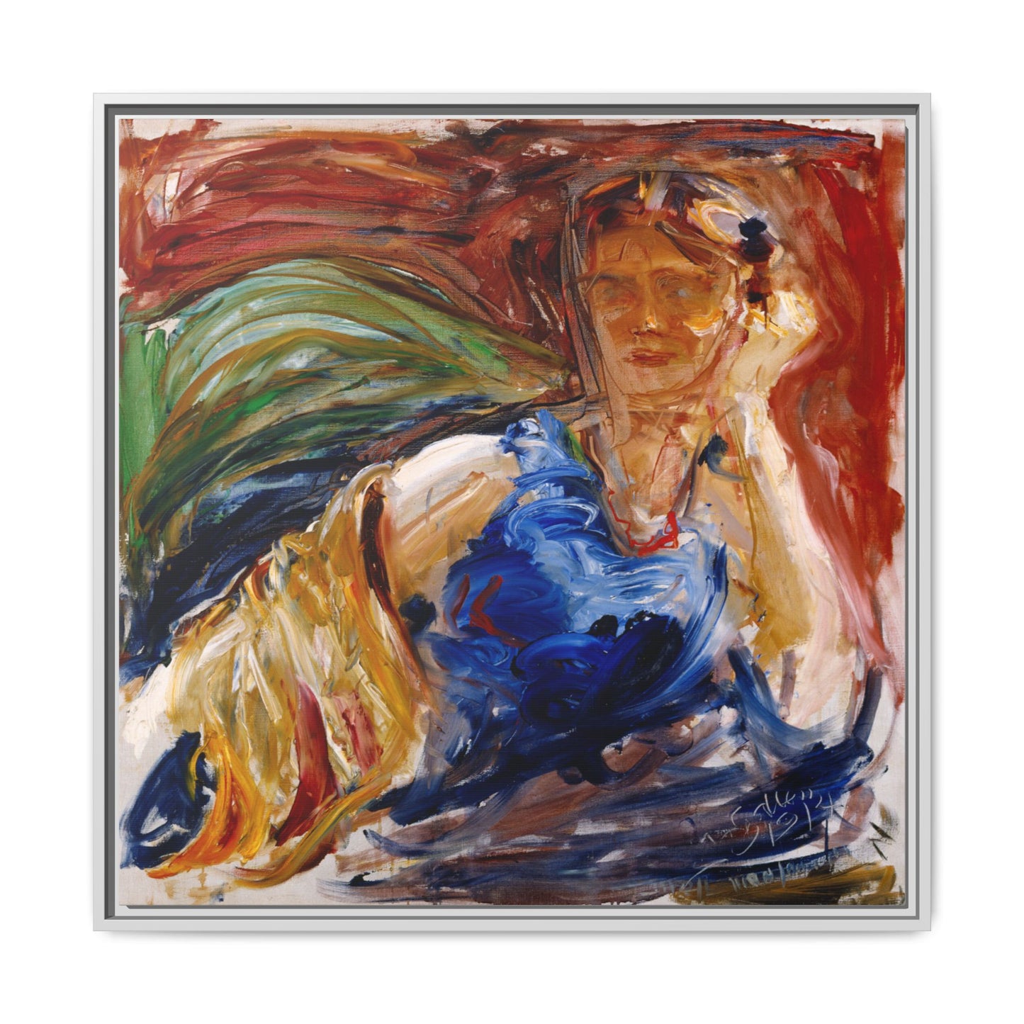 Portrait of hyllis Sjostrom by Akseli Gallen-Kallela Canvas Matte Framed Wall Art Print