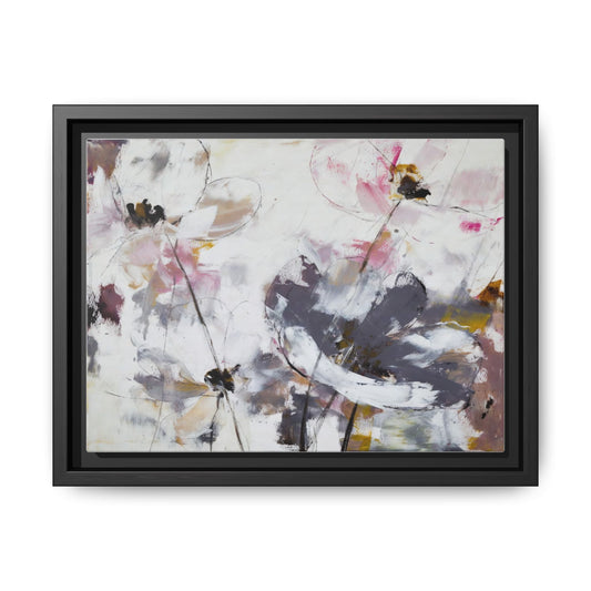 Abstract Floral Matte Canvas Framed Wall Art — Soft Watercolor Blooms