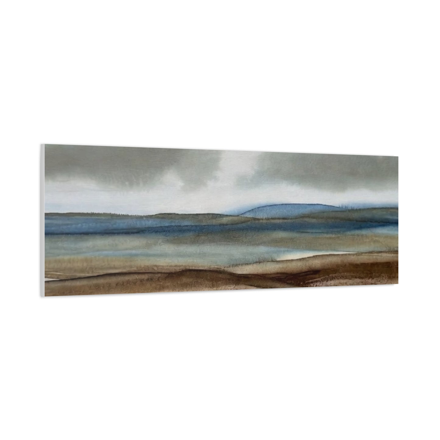 Coastal Mist Matte Canvas Print — Serene Blue-Brown Landscape Wall Art