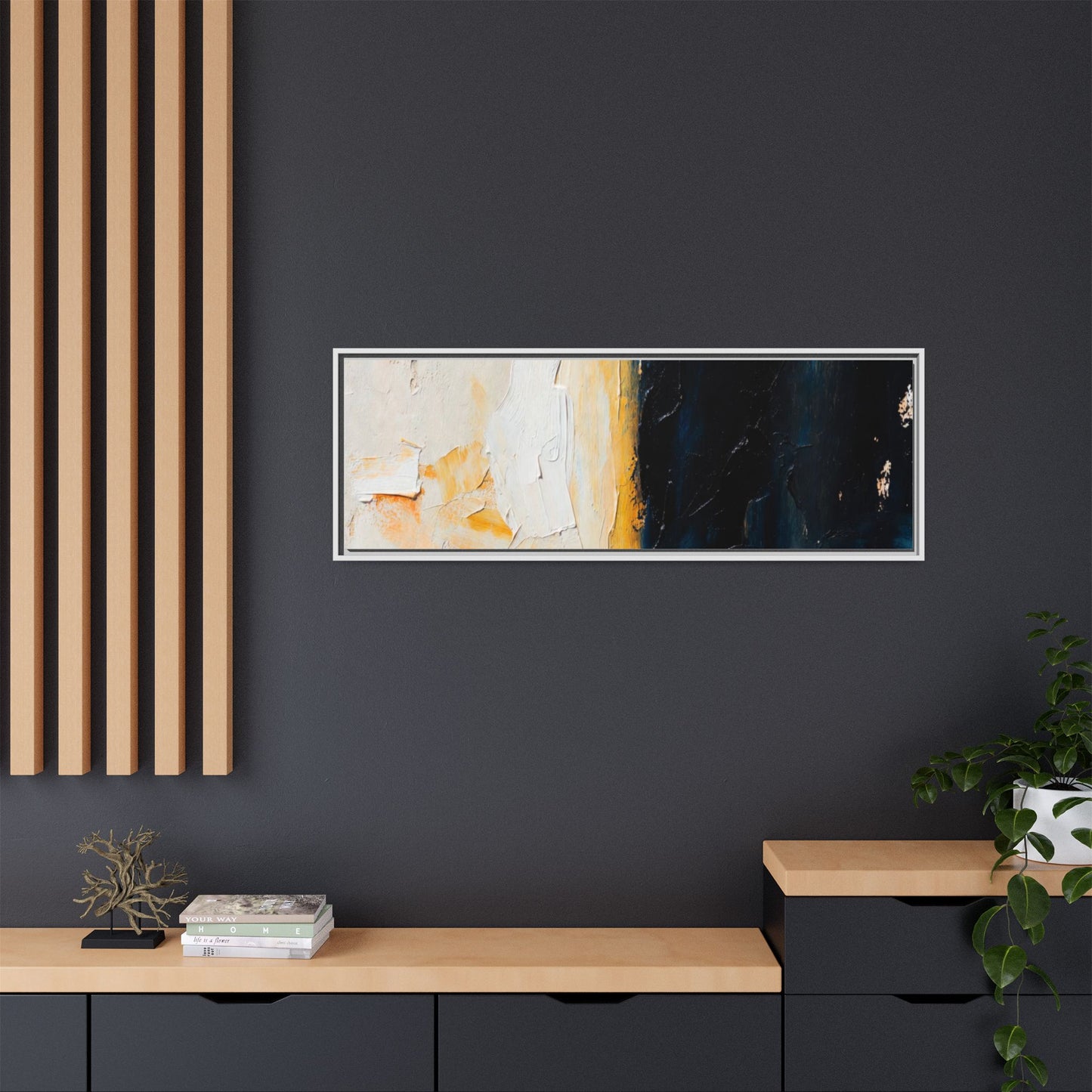 Abstract Coastal Texture Framed Canvas Art — Matte Multi-Color Wall Print