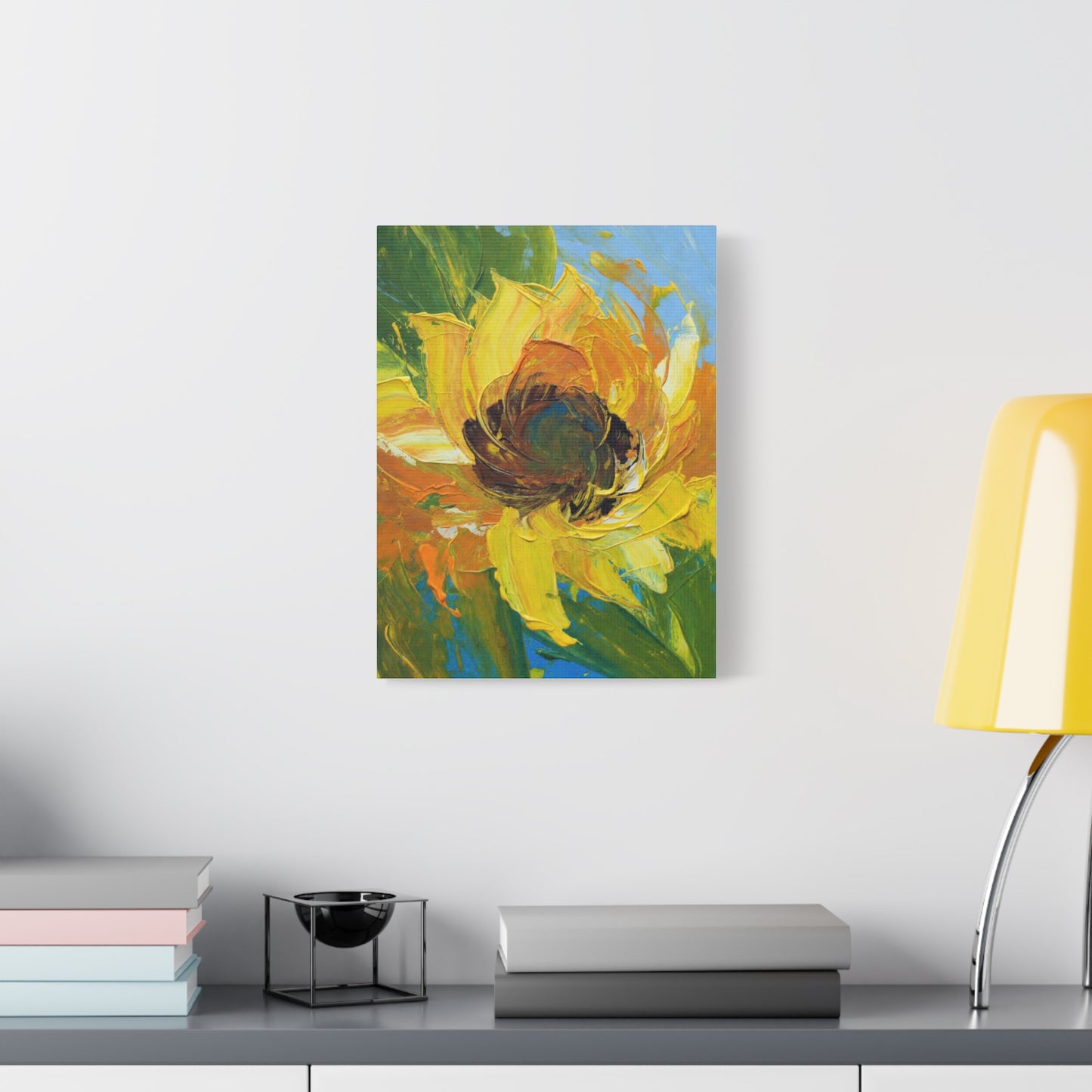 Sunflower Abstract Matte Canvas Wall Art — Bright Floral Painting on Stretched Canvas