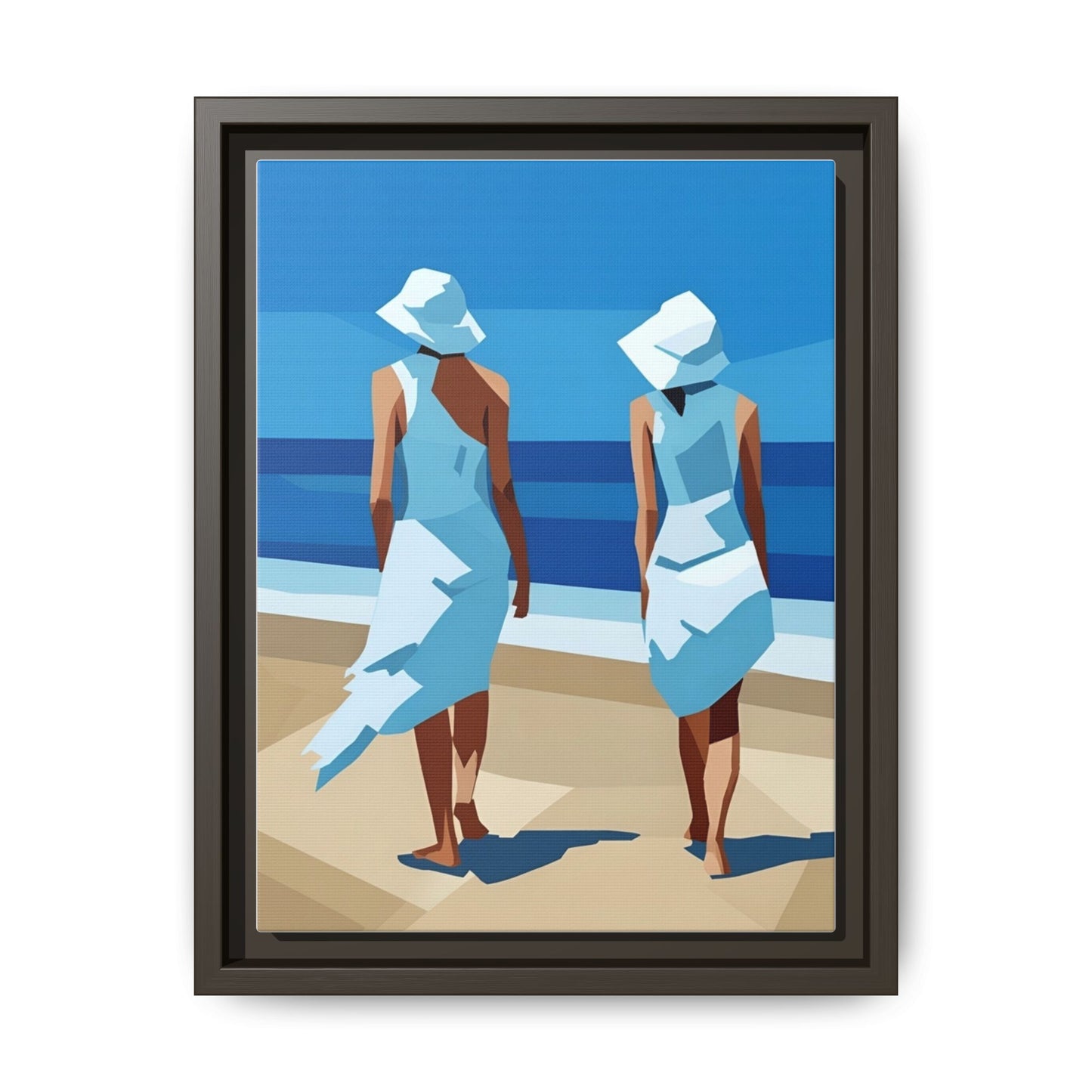 Seaside Stroll Matte Canvas Framed Print — Coastal Beach Art