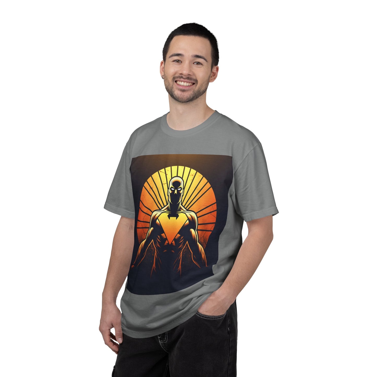 Superhero Sunrise T-Shirt — Bold Chest Emblem Graphic