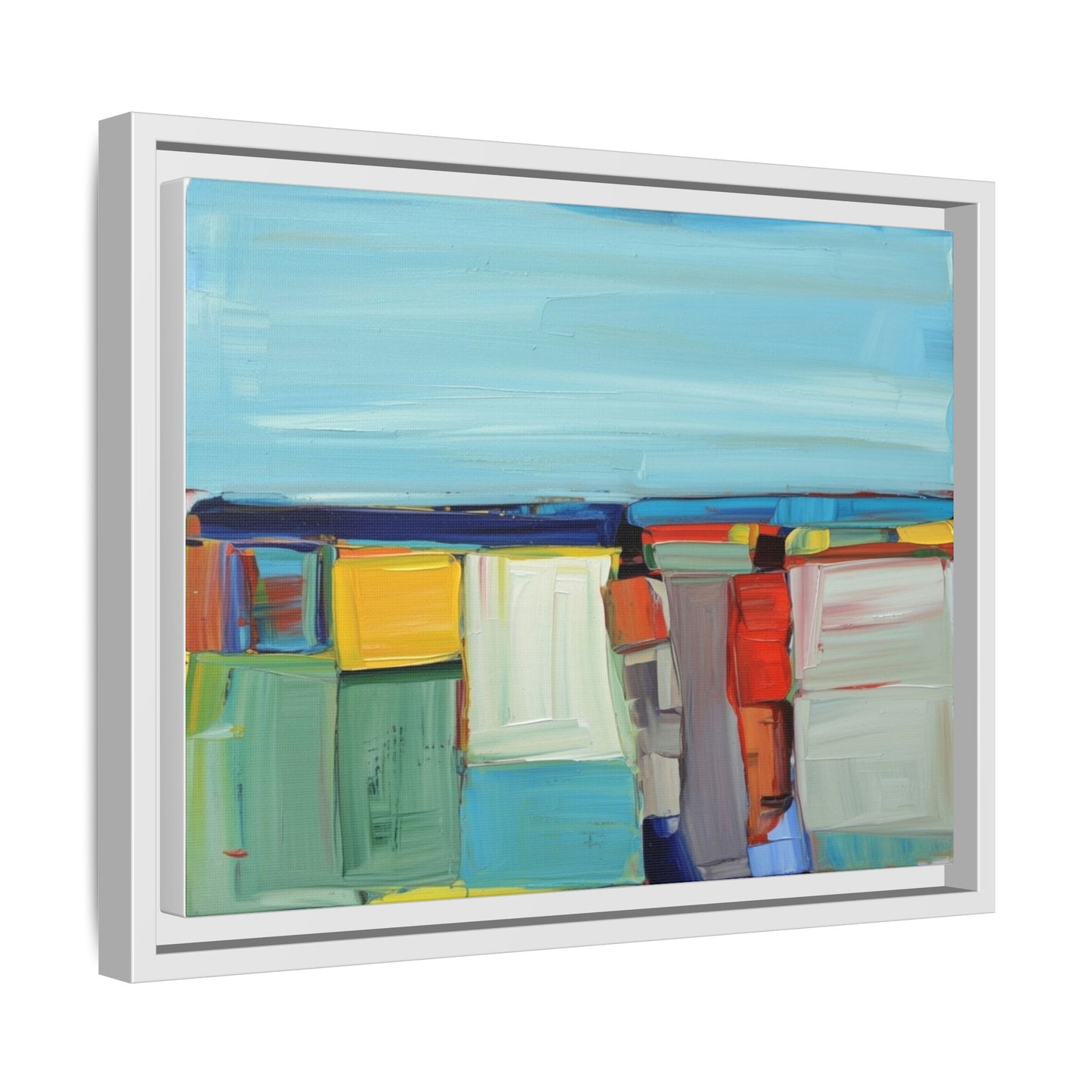 Abstract Coastal Blocks Matte Canvas Print (Framed)
