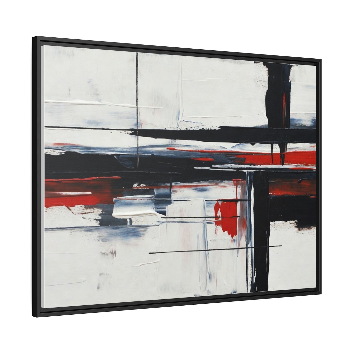 Abstract Red & Black Framed Canvas Art — Modern Matte Wall Painting