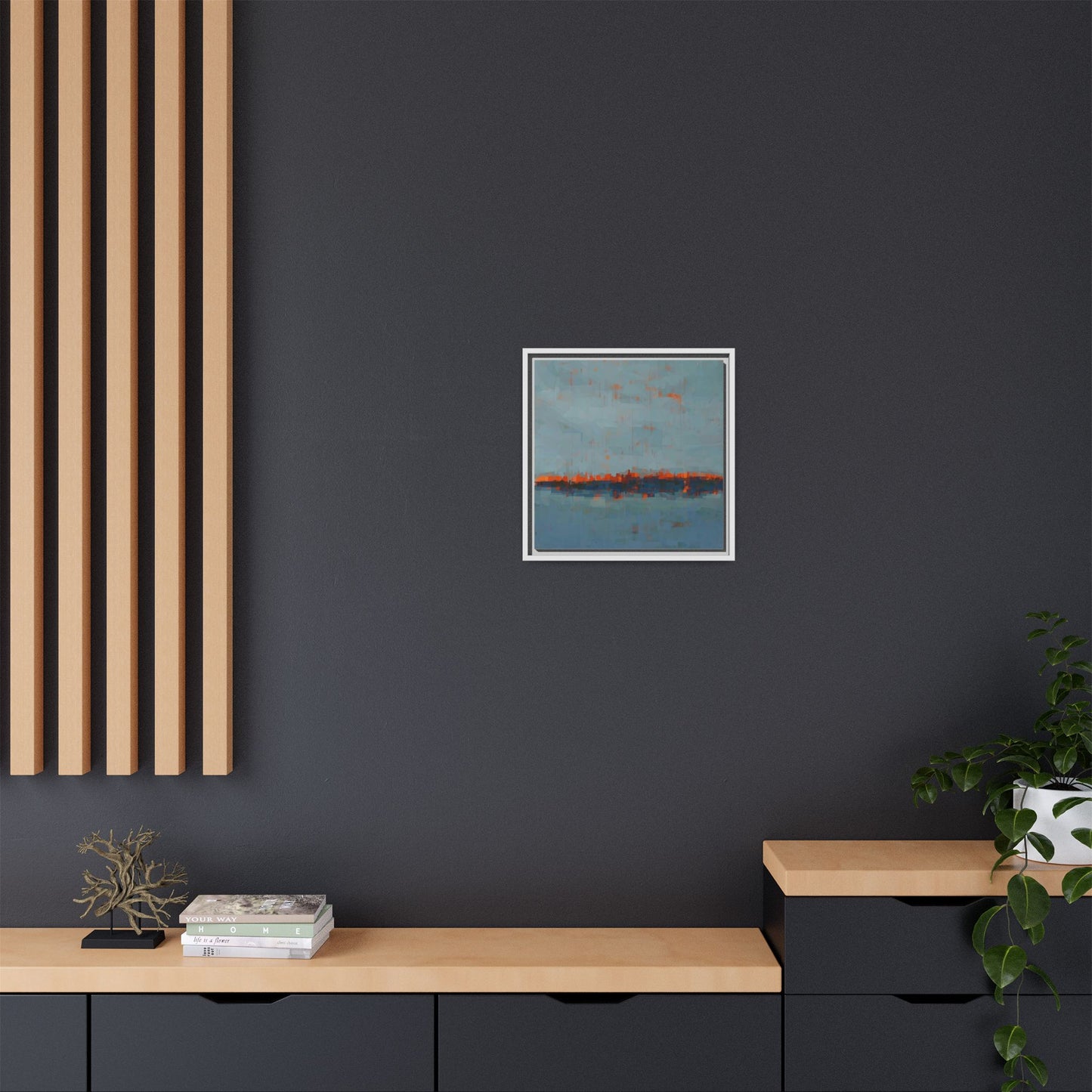 Framed Canvas Art — Teal & Orange Abstract Seascape