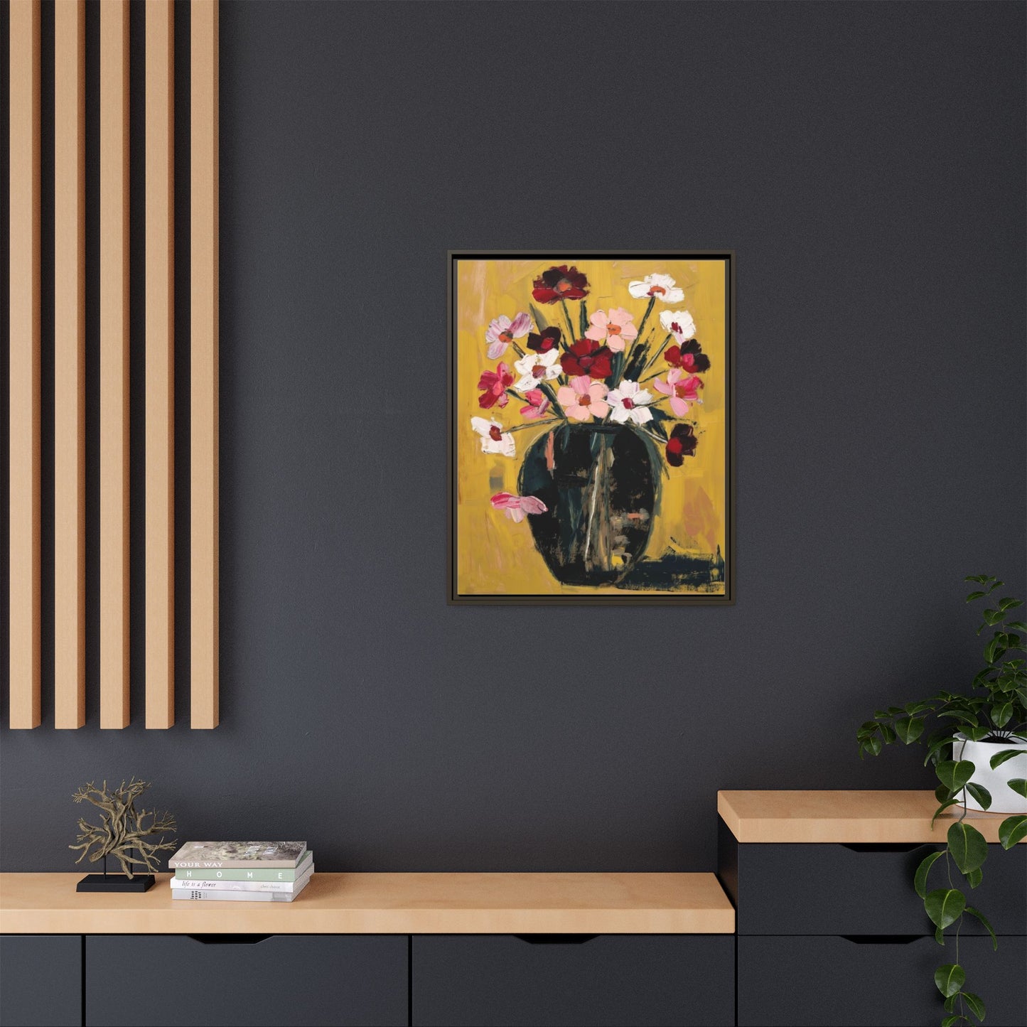 Framed Matte Canvas Floral Still Life Wall Art
