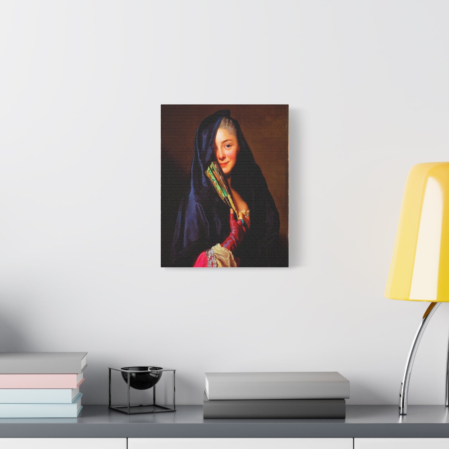 Vintage Portrait Canvas Print — Elegant Lady with Fan Matte Stretched Wall Art