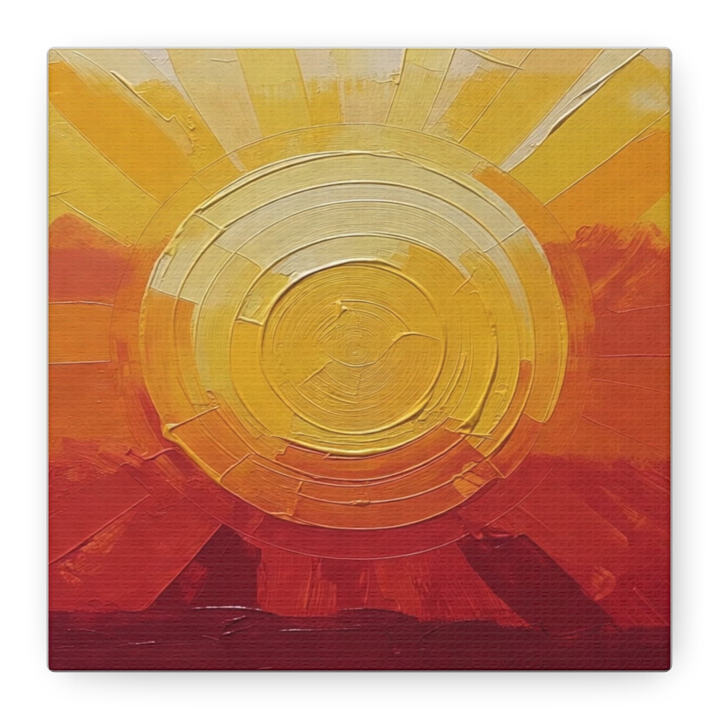 Abstract Sunrise Canvas Wall Art — Warm Sunrise Texture Matte Stretched Canvas
