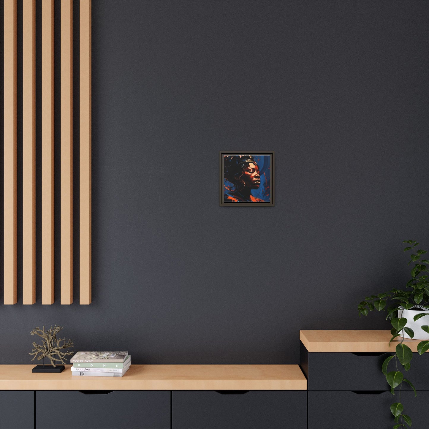 Framed Matte Canvas Art - Vibrant Portrait of a Black Woman (Multi-Color)