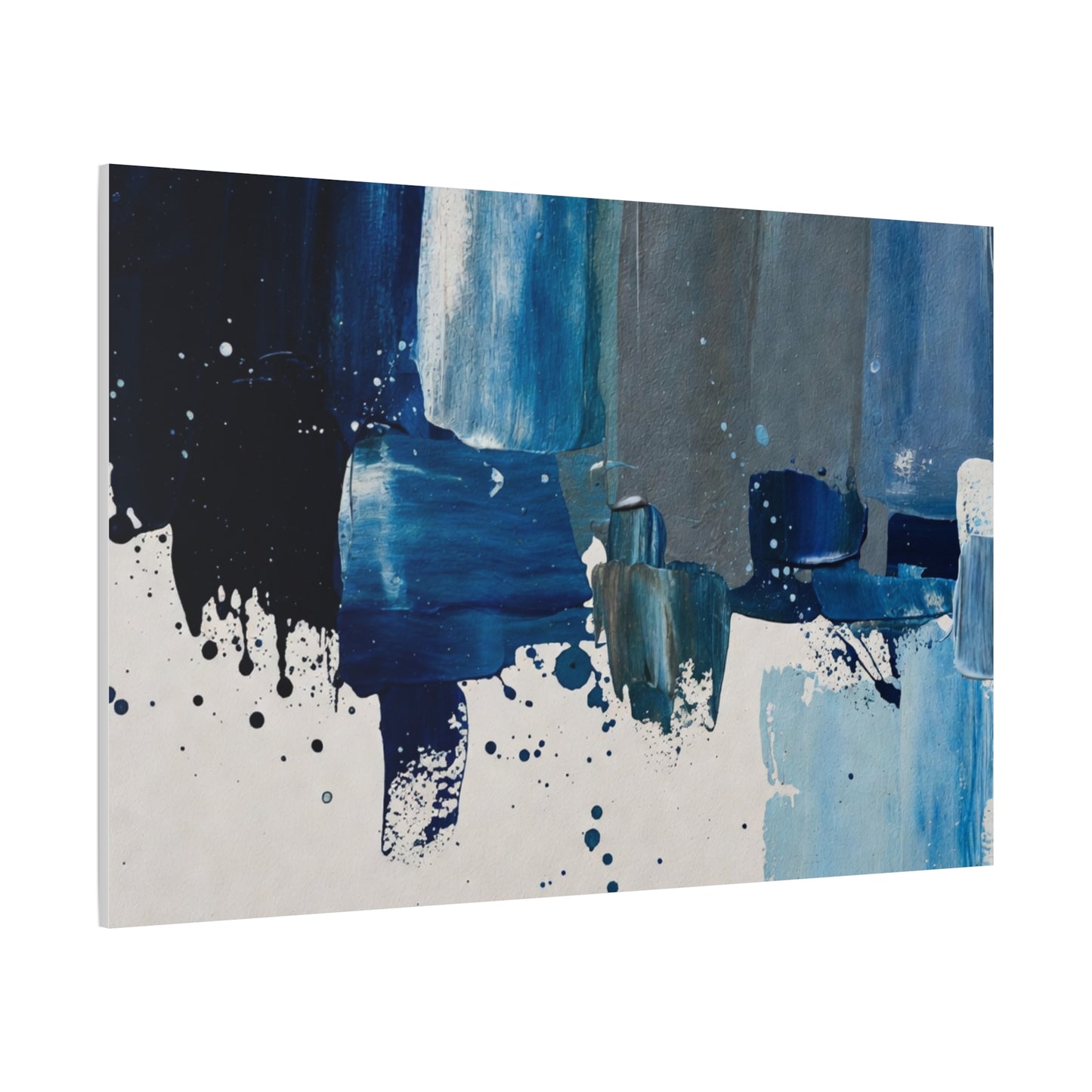 Blue Abstract Canvas Wall Art – Modern Matte Stretched Canvas