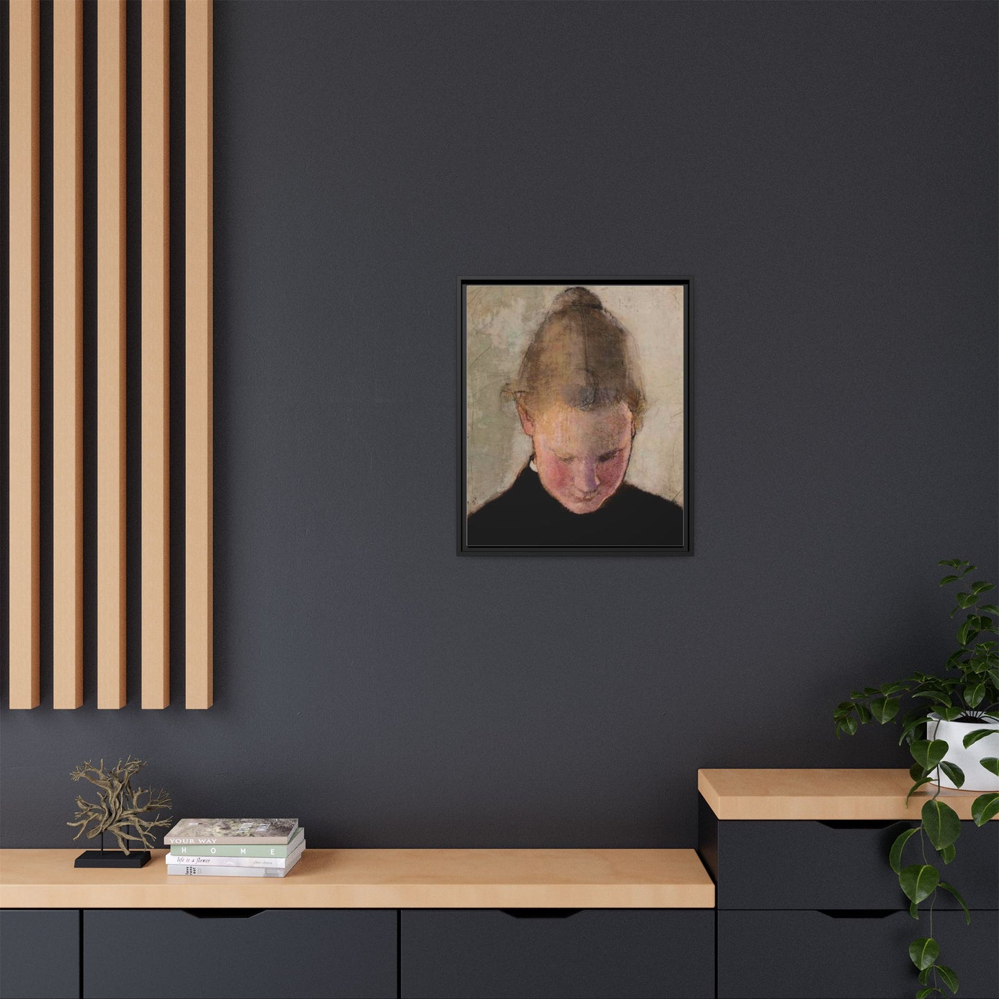 Lukeva tytto by Helena Schjerfbeck Framed Matte Canvas Art Print