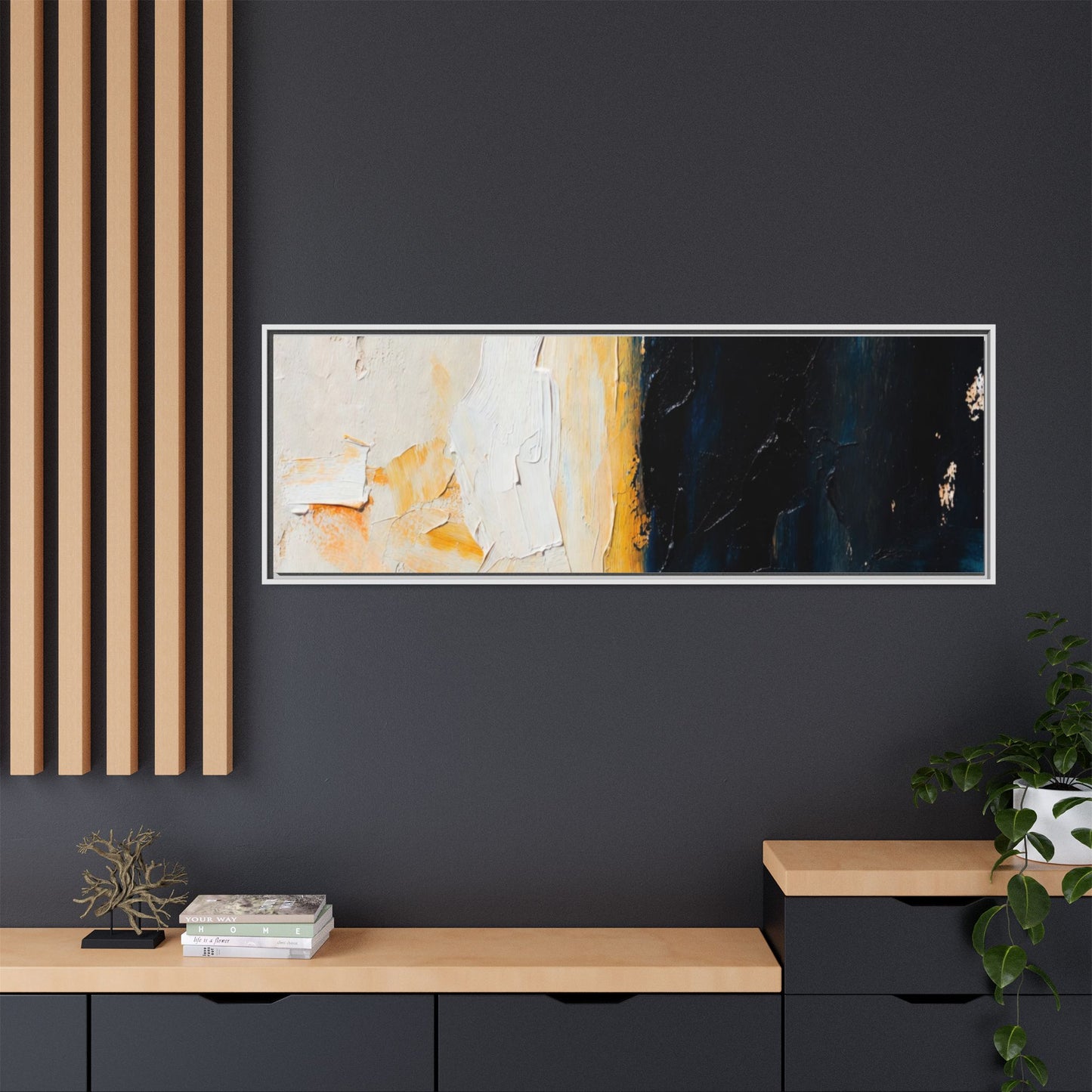 Abstract Coastal Texture Framed Canvas Art — Matte Multi-Color Wall Print