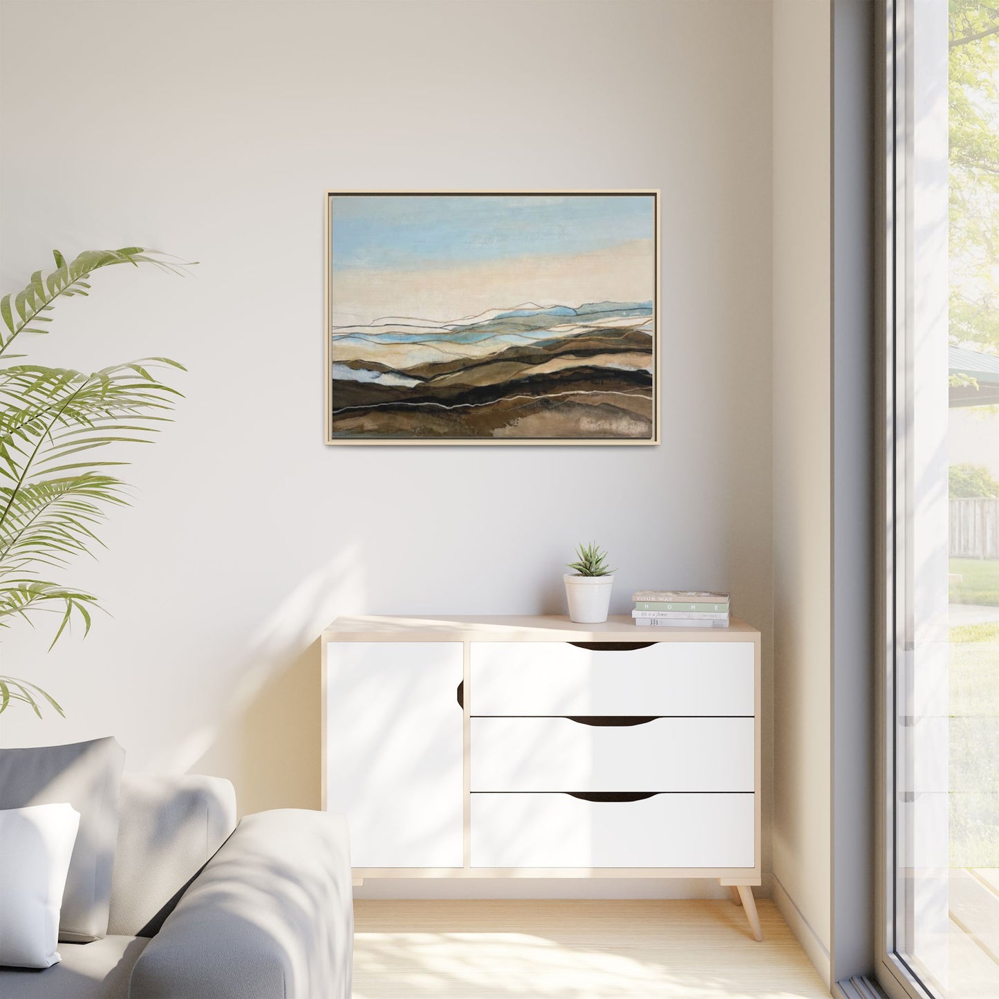 Framed Matte Canvas Print — Abstract Coastal Landscape Wall Art