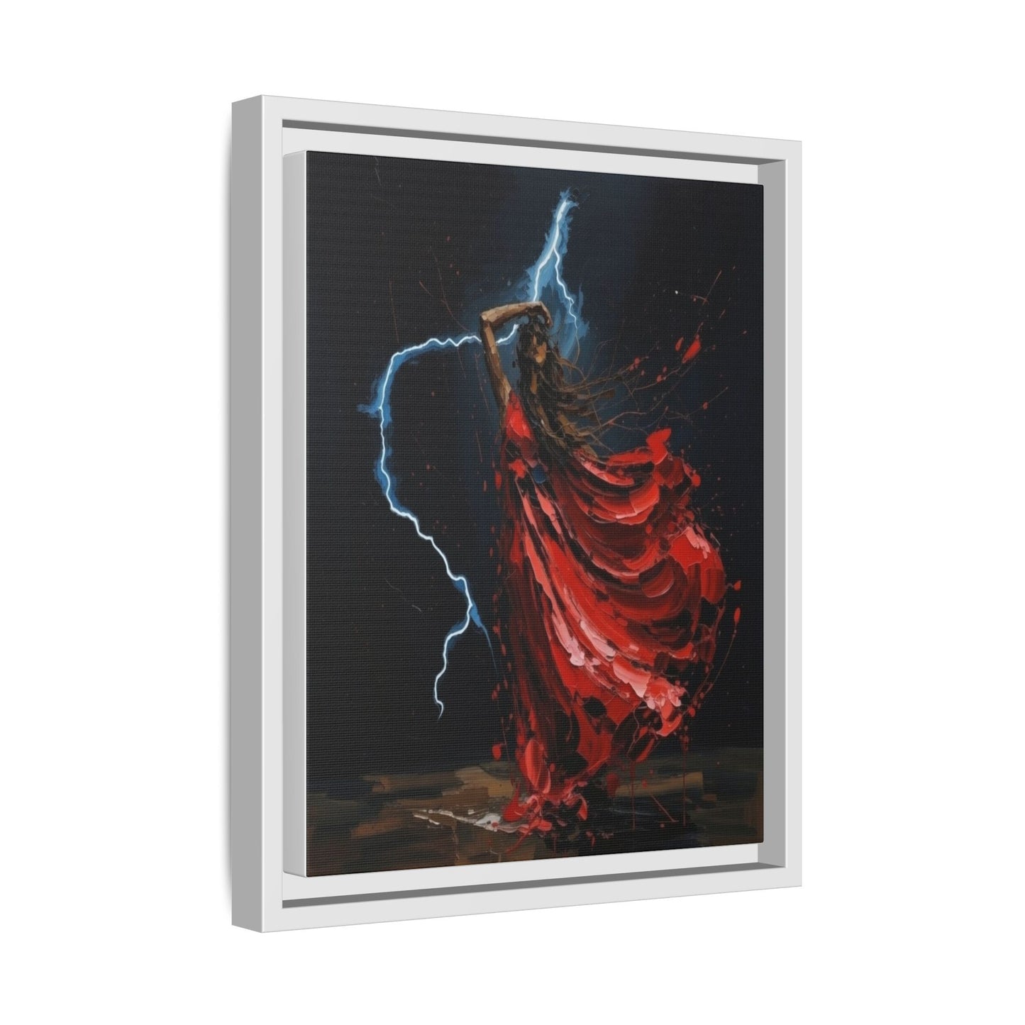 Framed Matte Canvas Print — Red Dancer Lightning Art